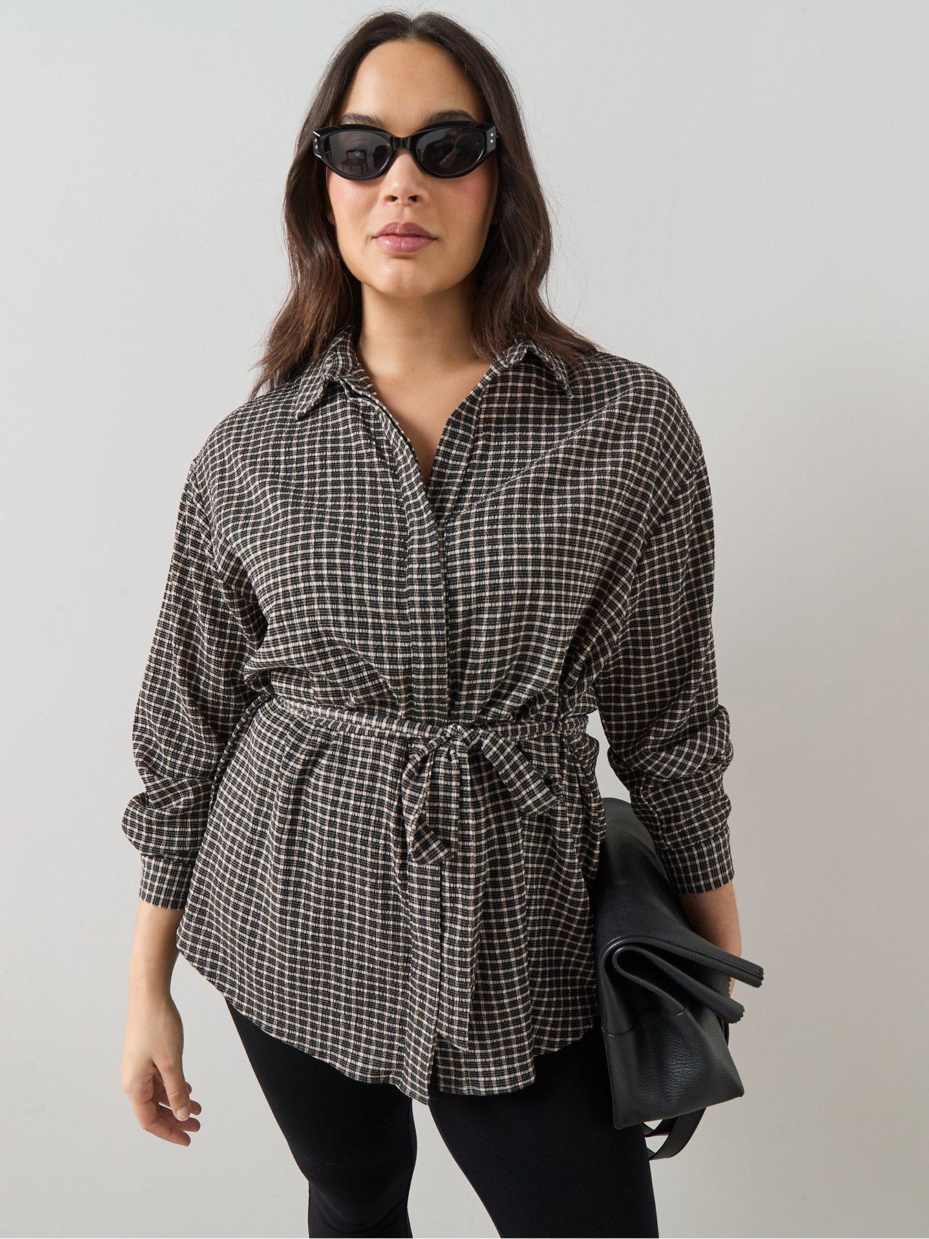 Image 3 of 6 of The Very Collection Curve Gingham Belted Shirt