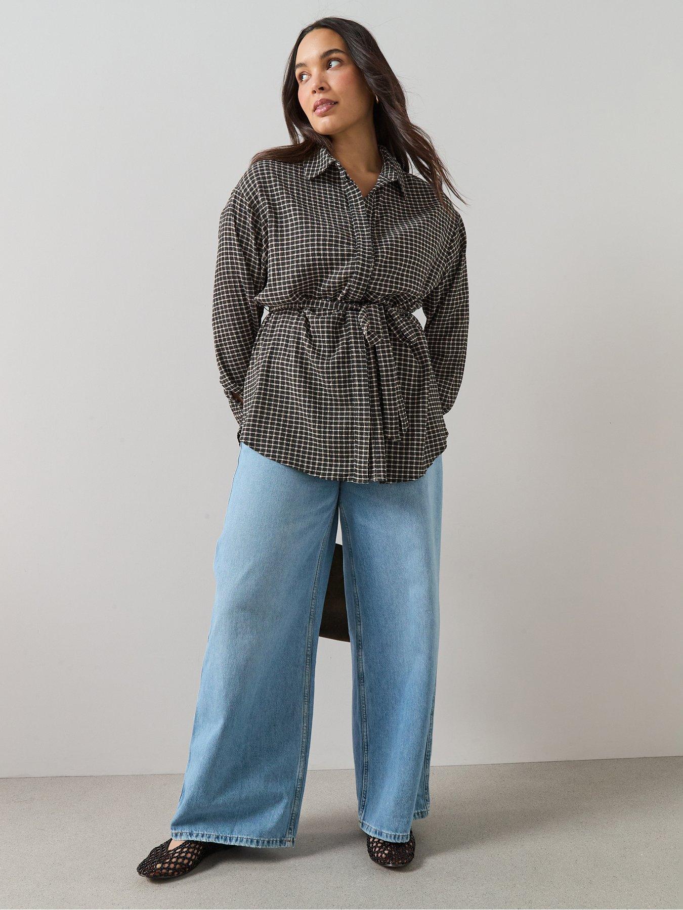 Image 4 of 6 of The Very Collection Curve Gingham Belted Shirt