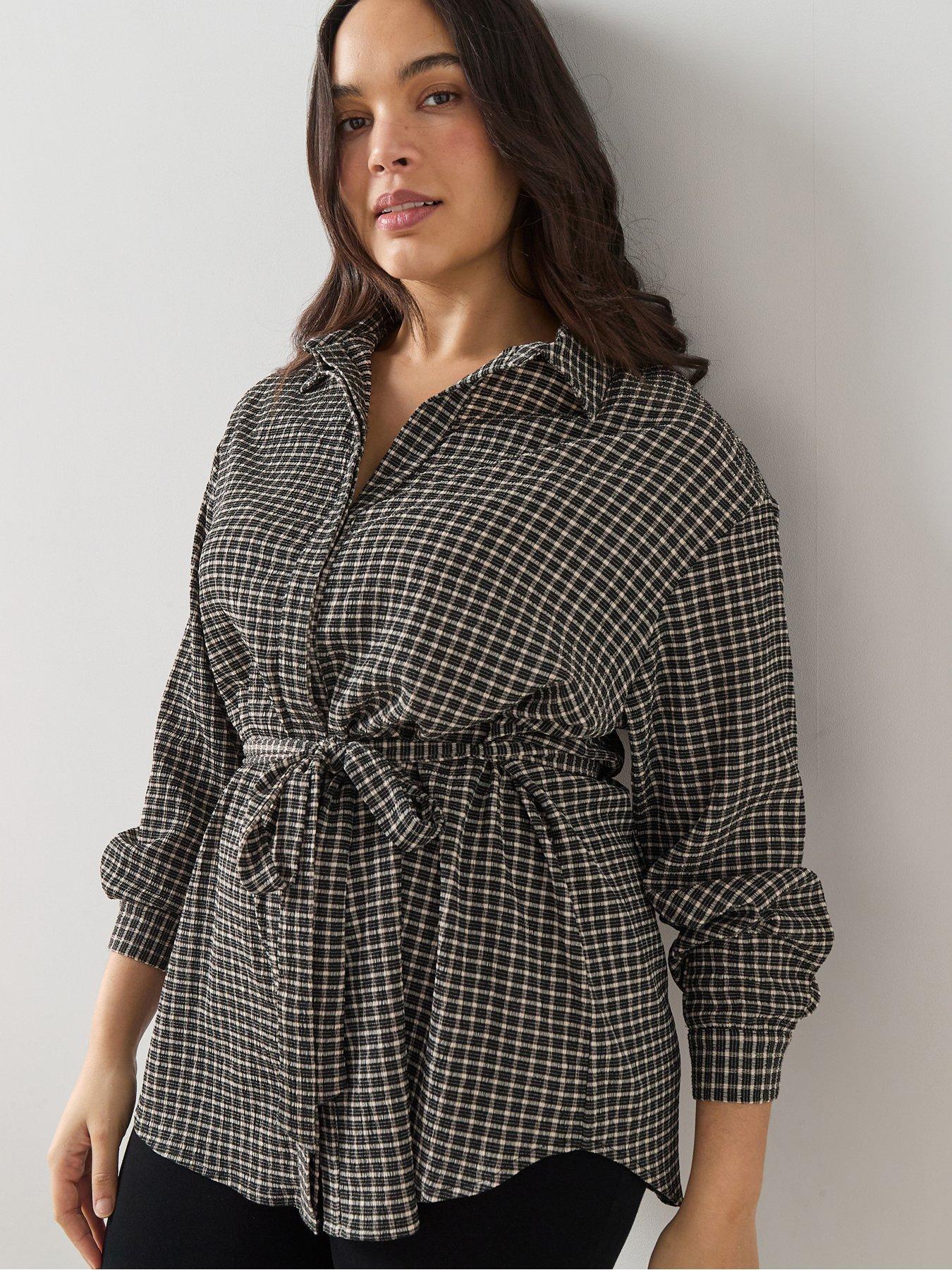 Image 5 of 6 of The Very Collection Curve Gingham Belted Shirt