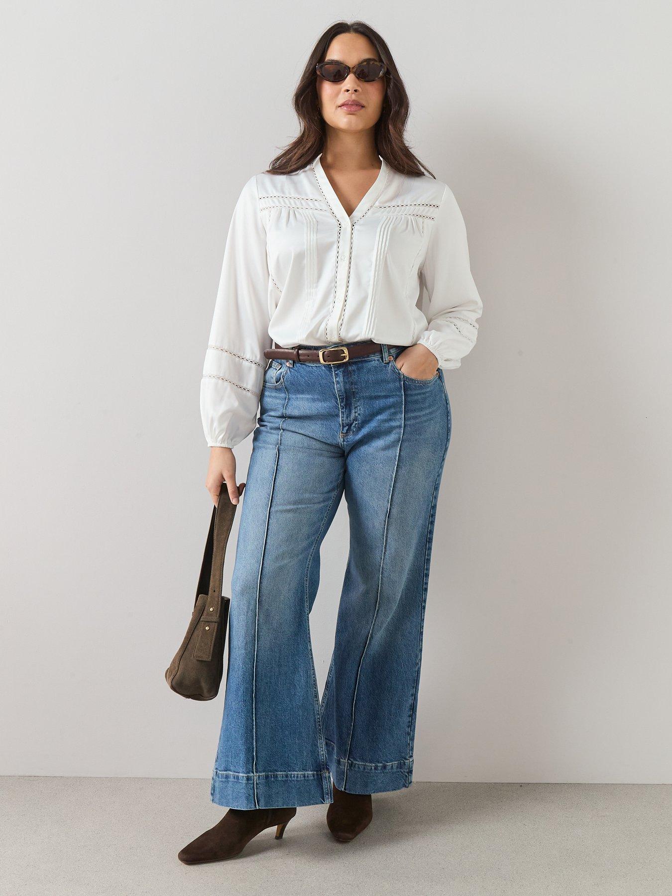  image of the-very-collection-curve-lace-insert-blouse-ivory