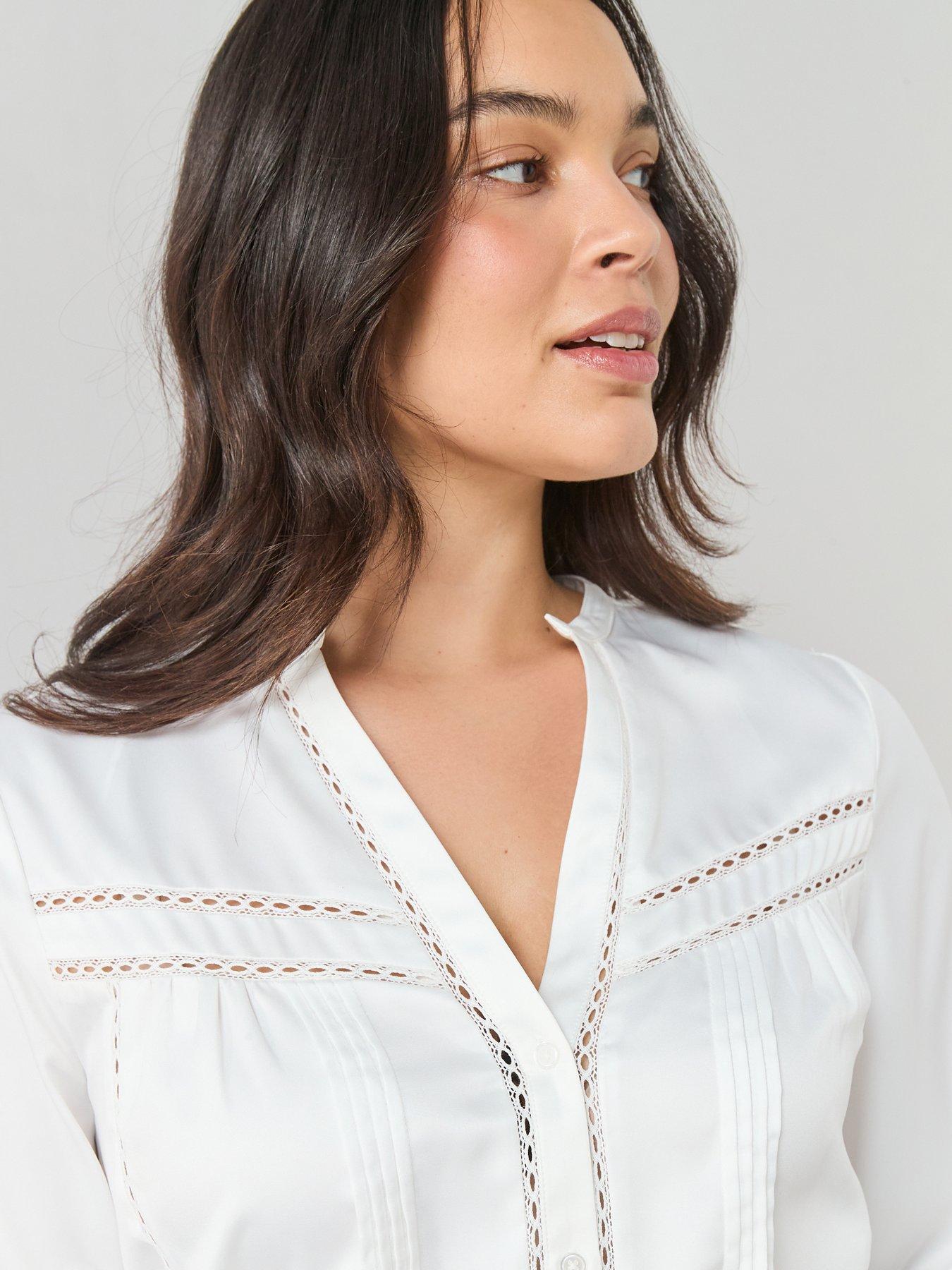  image of the-very-collection-curve-lace-insert-blouse-ivory