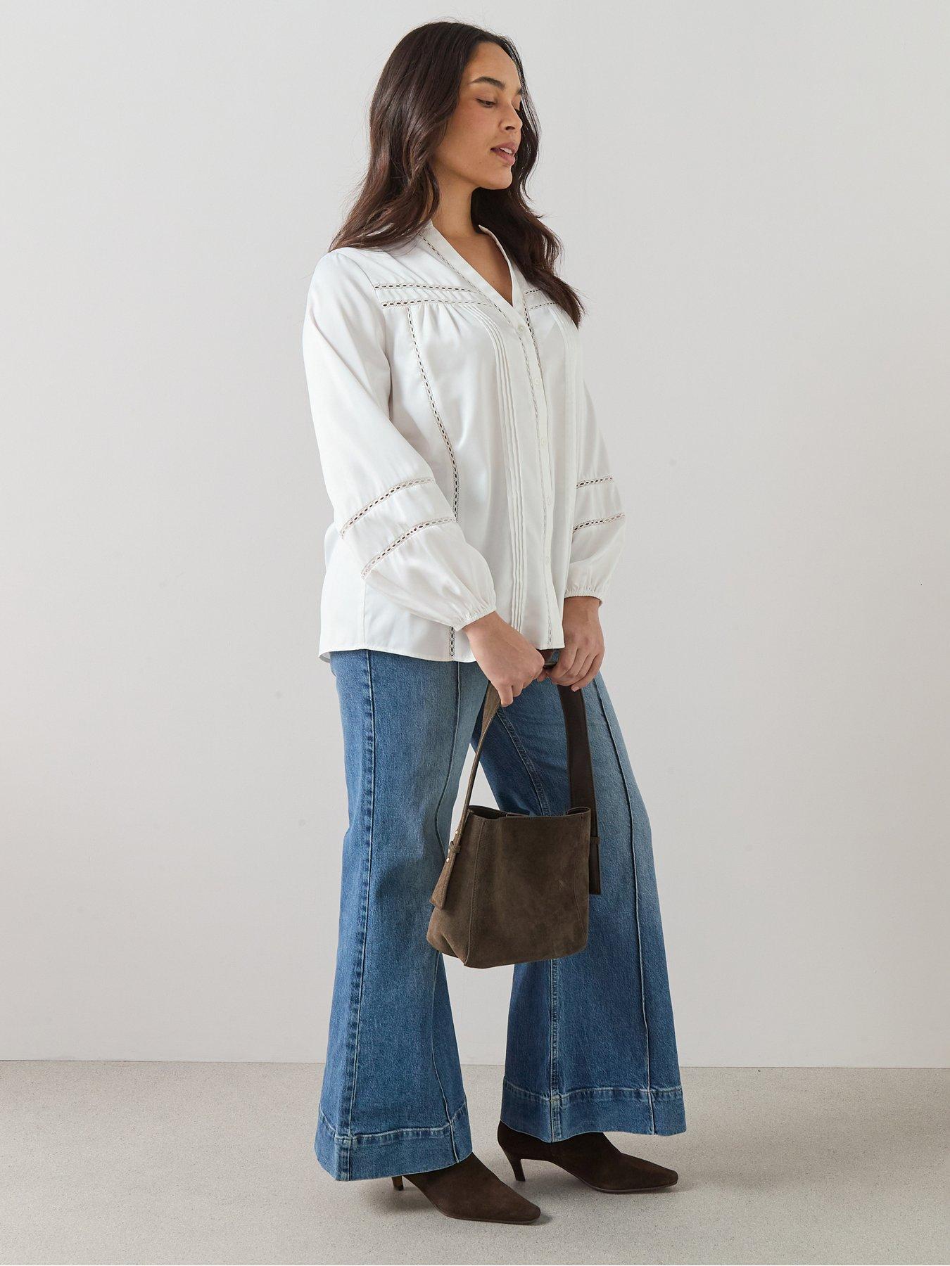  image of the-very-collection-curve-lace-insert-blouse-ivory