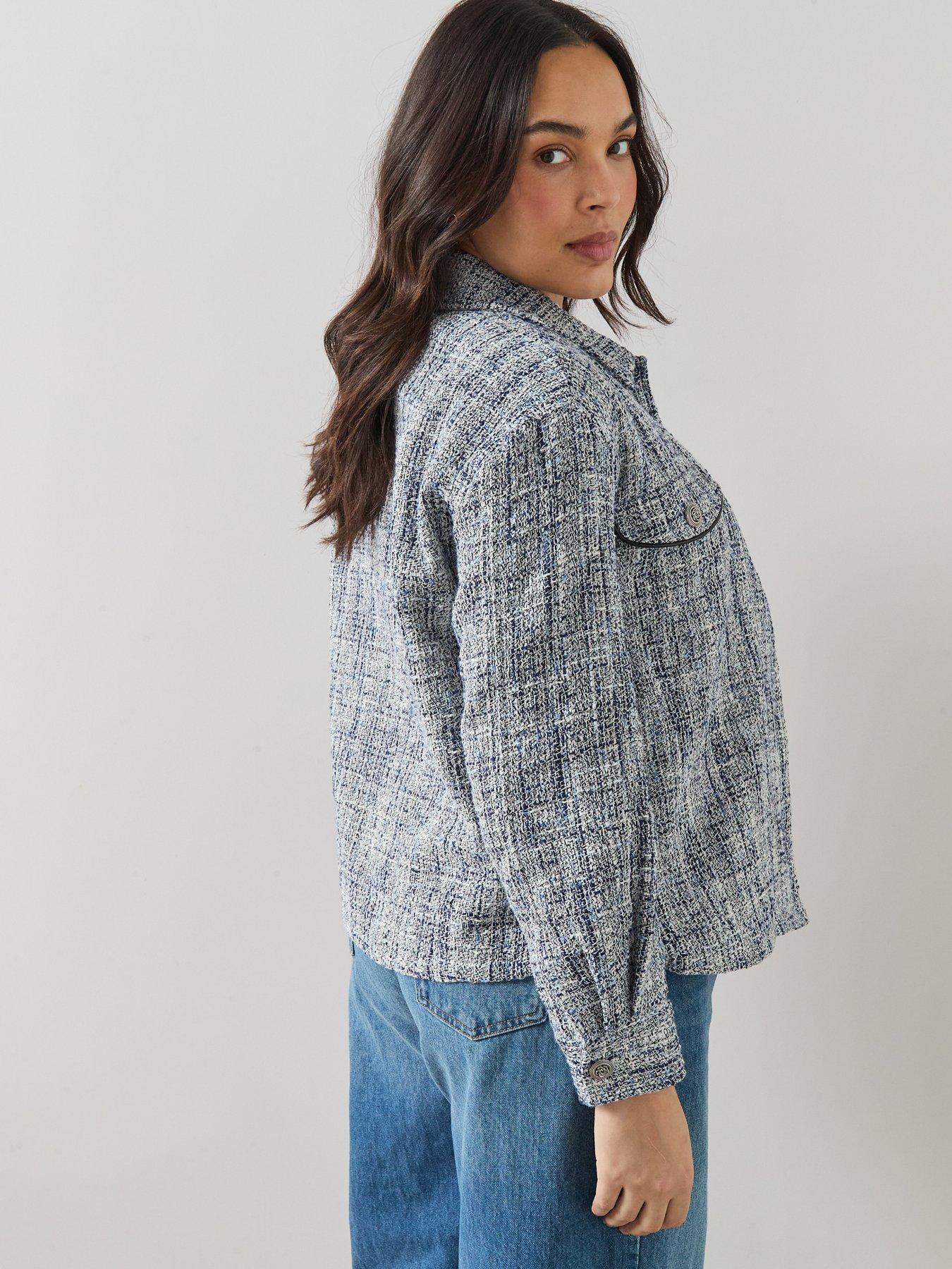 Image 2 of 6 of The Very Collection Curve Boucle Jacket - Blue