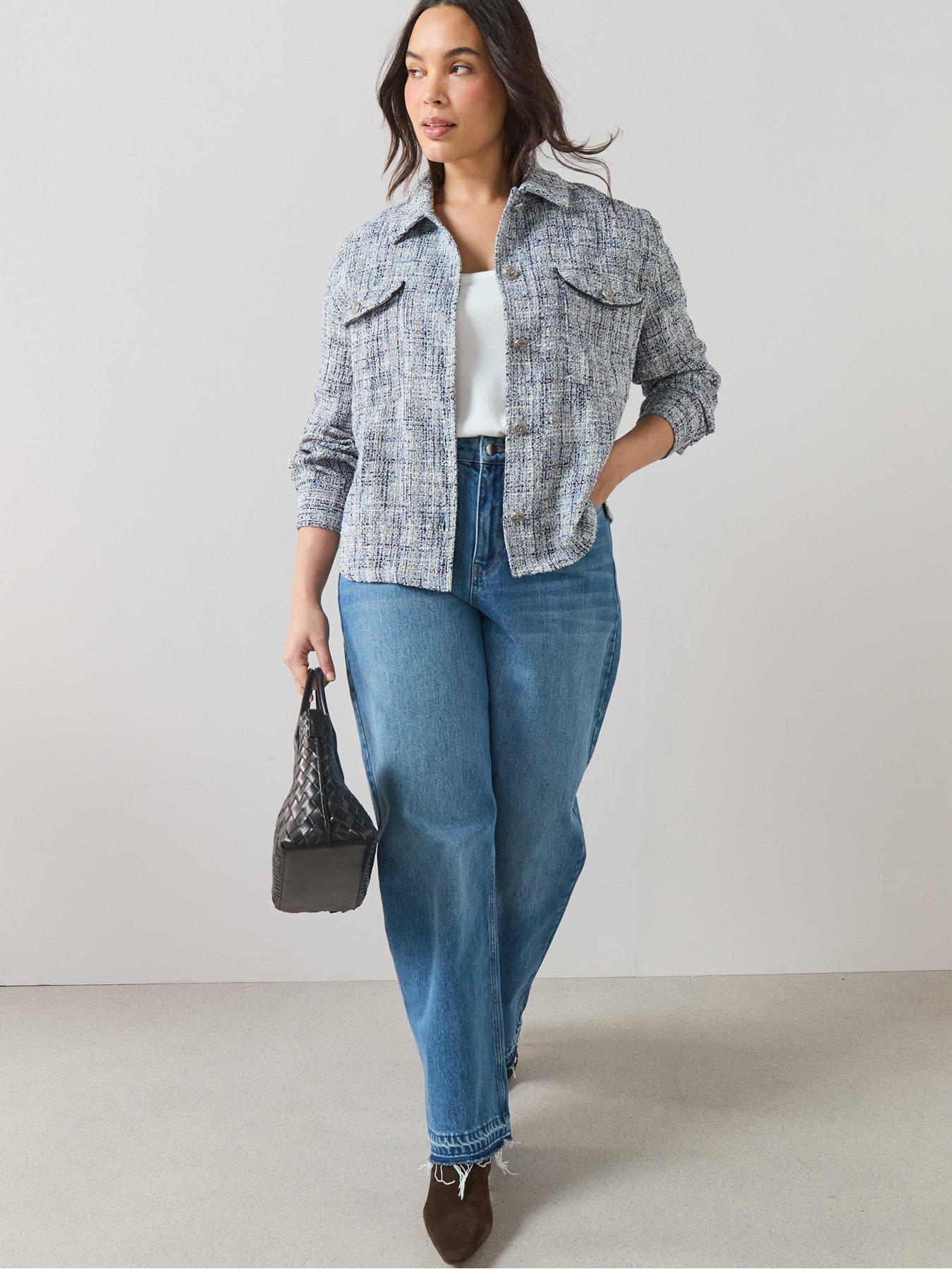  image of the-very-collection-curve-boucle-jacket-blue