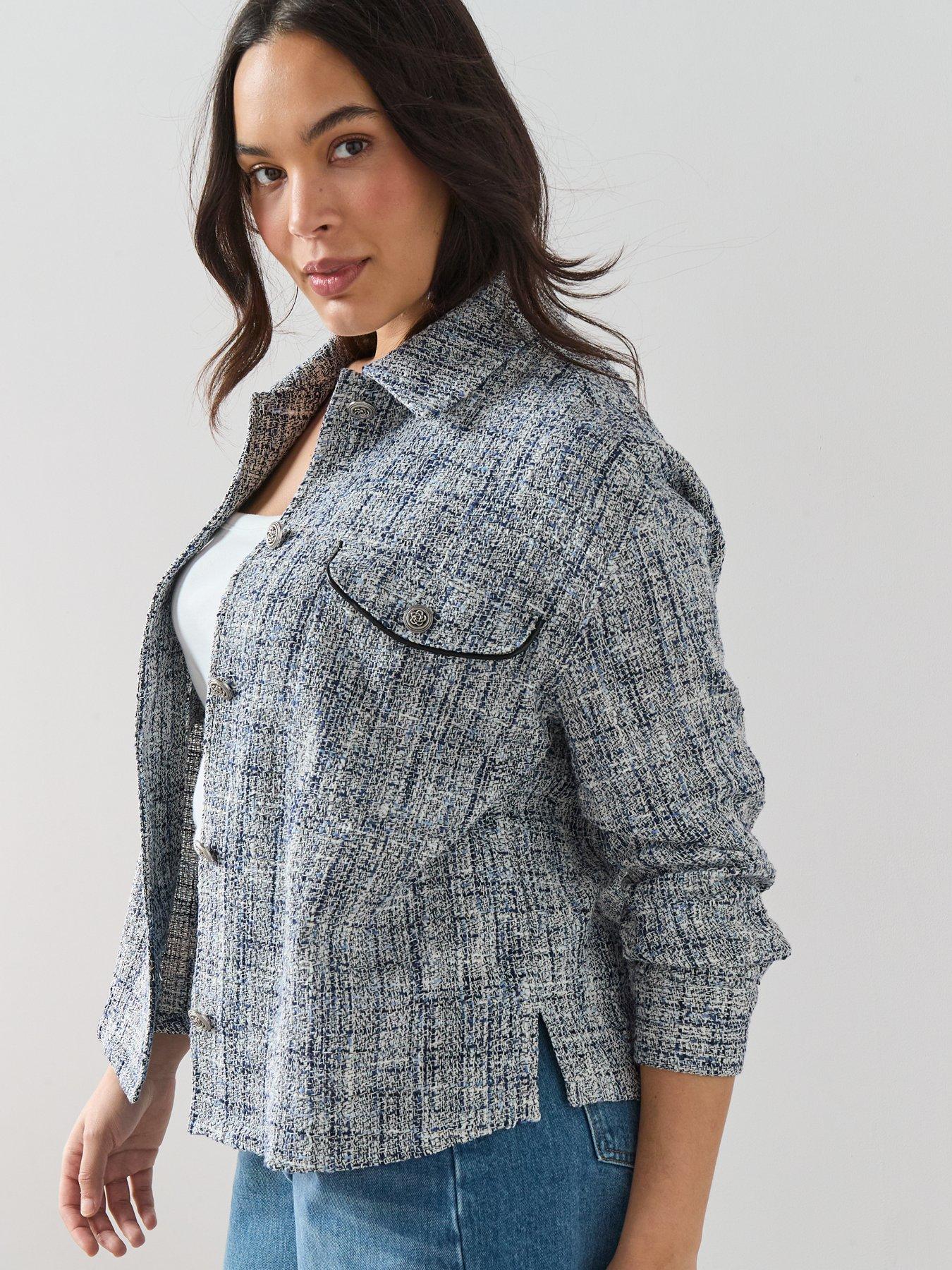  image of the-very-collection-curve-boucle-jacket-blue