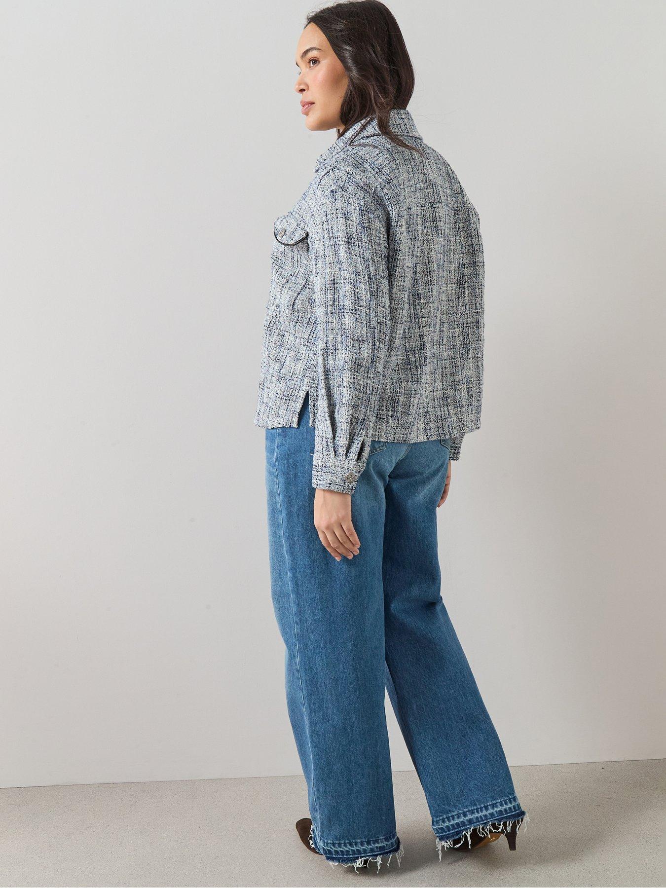 Image 5 of 6 of The Very Collection Curve Boucle Jacket - Blue