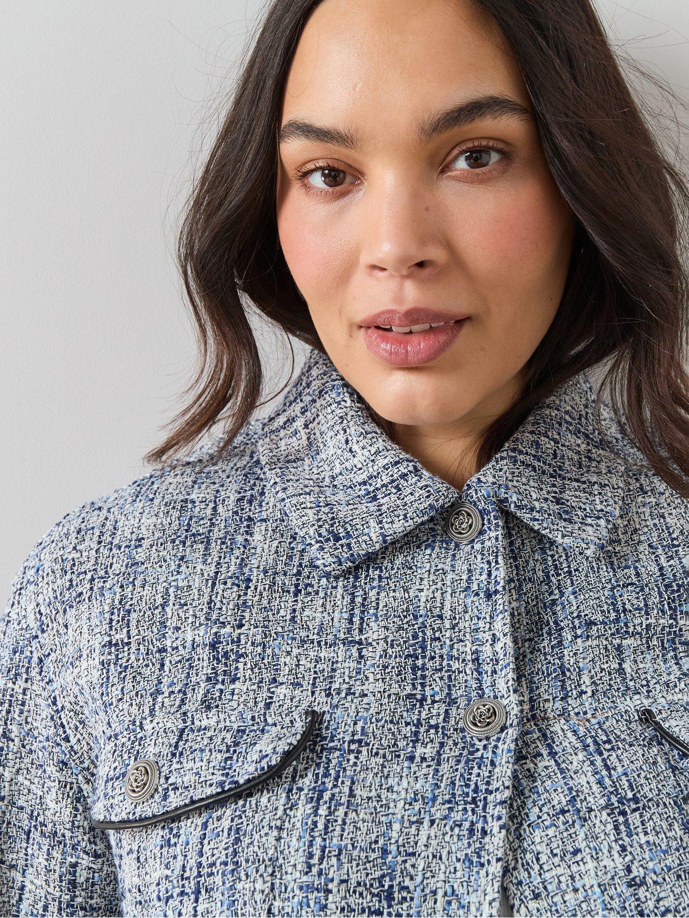Image 6 of 6 of The Very Collection Curve Boucle Jacket - Blue