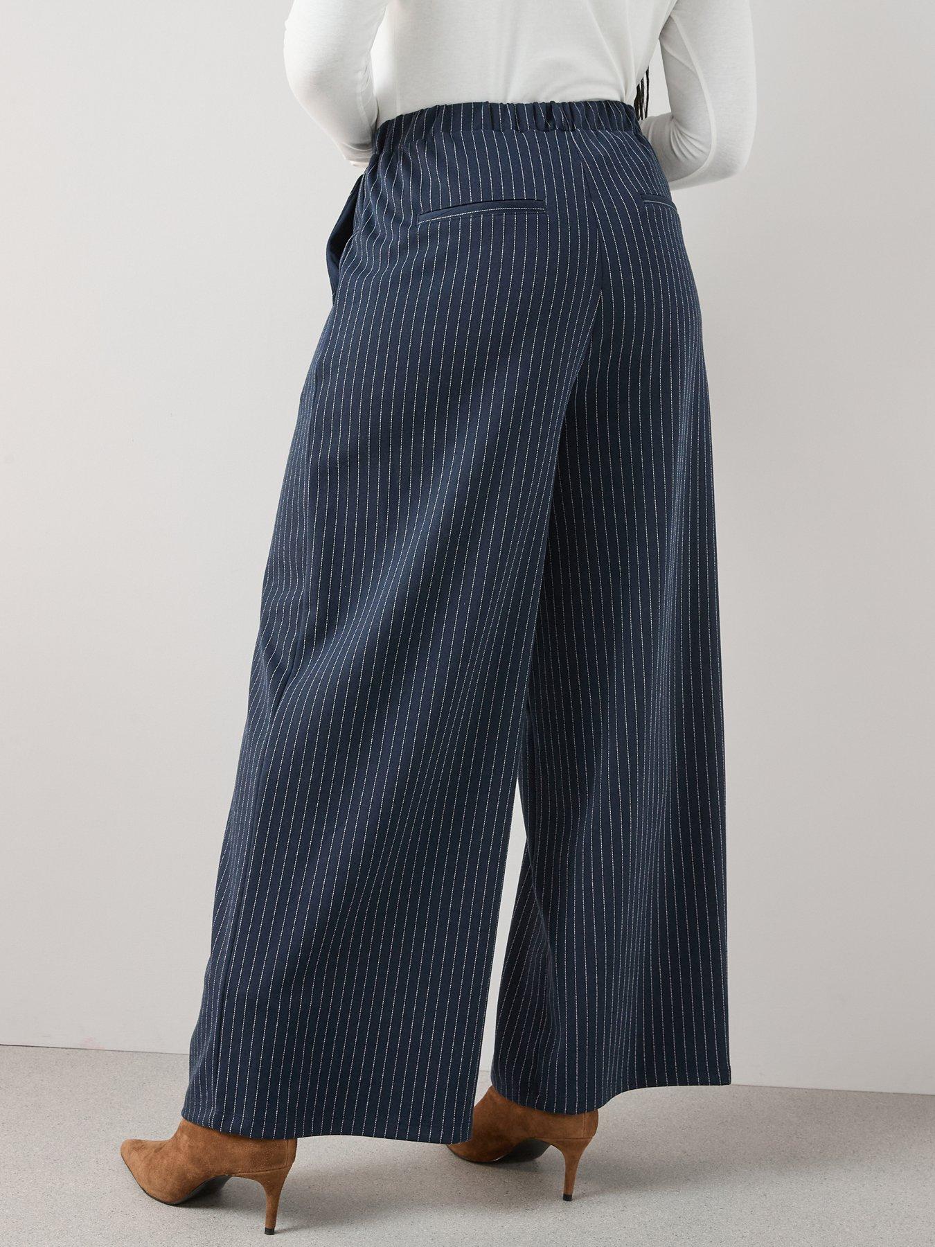  image of the-very-collection-curve-pinstripe-pull-on-stretch-trouser