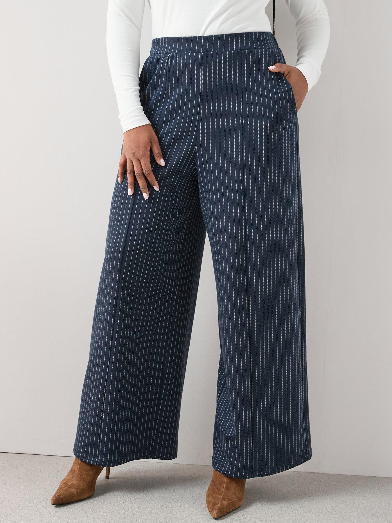  image of the-very-collection-curve-pinstripe-pull-on-stretch-trouser