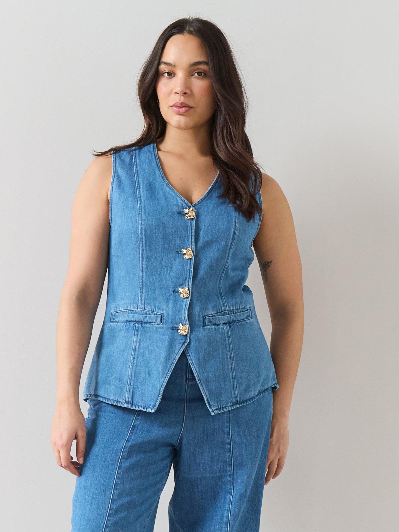 The Very Collection Curve Denim Waistcoat Co-ord