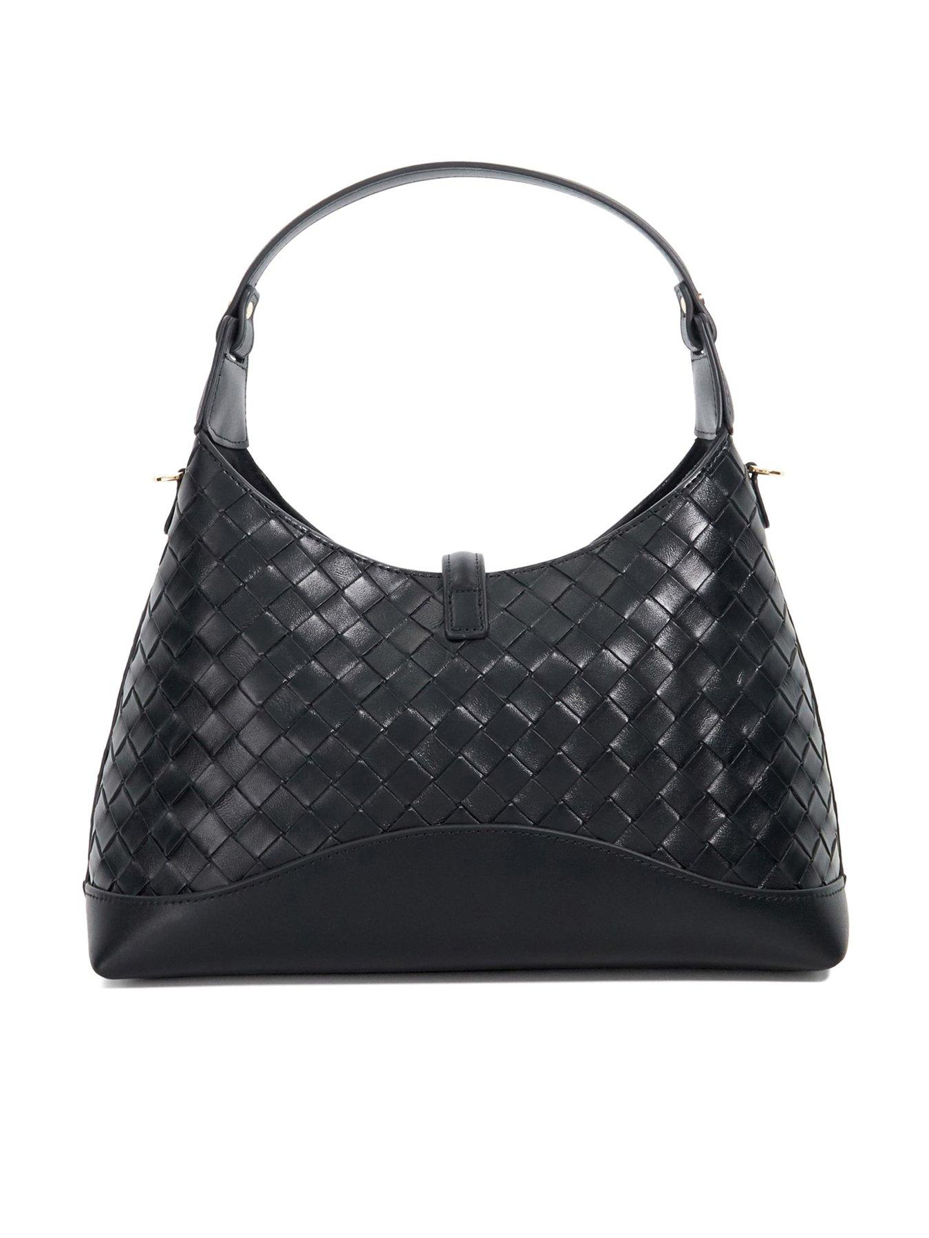 Image 3 of 5 of Dune London Dorset Woven Leather Turn Lock Shoulder Bag - Black