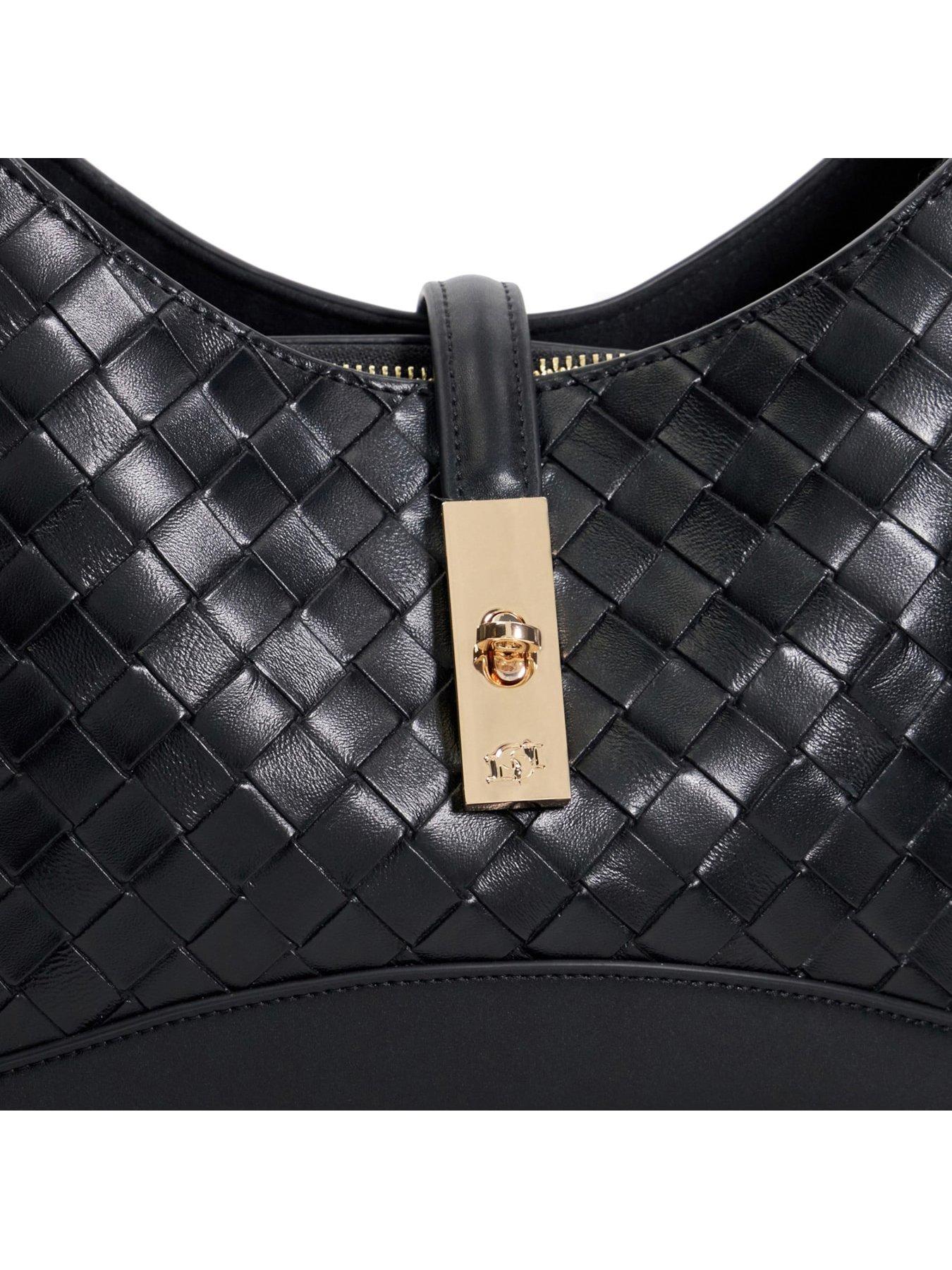 Image 5 of 5 of Dune London Dorset Woven Leather Turn Lock Shoulder Bag - Black