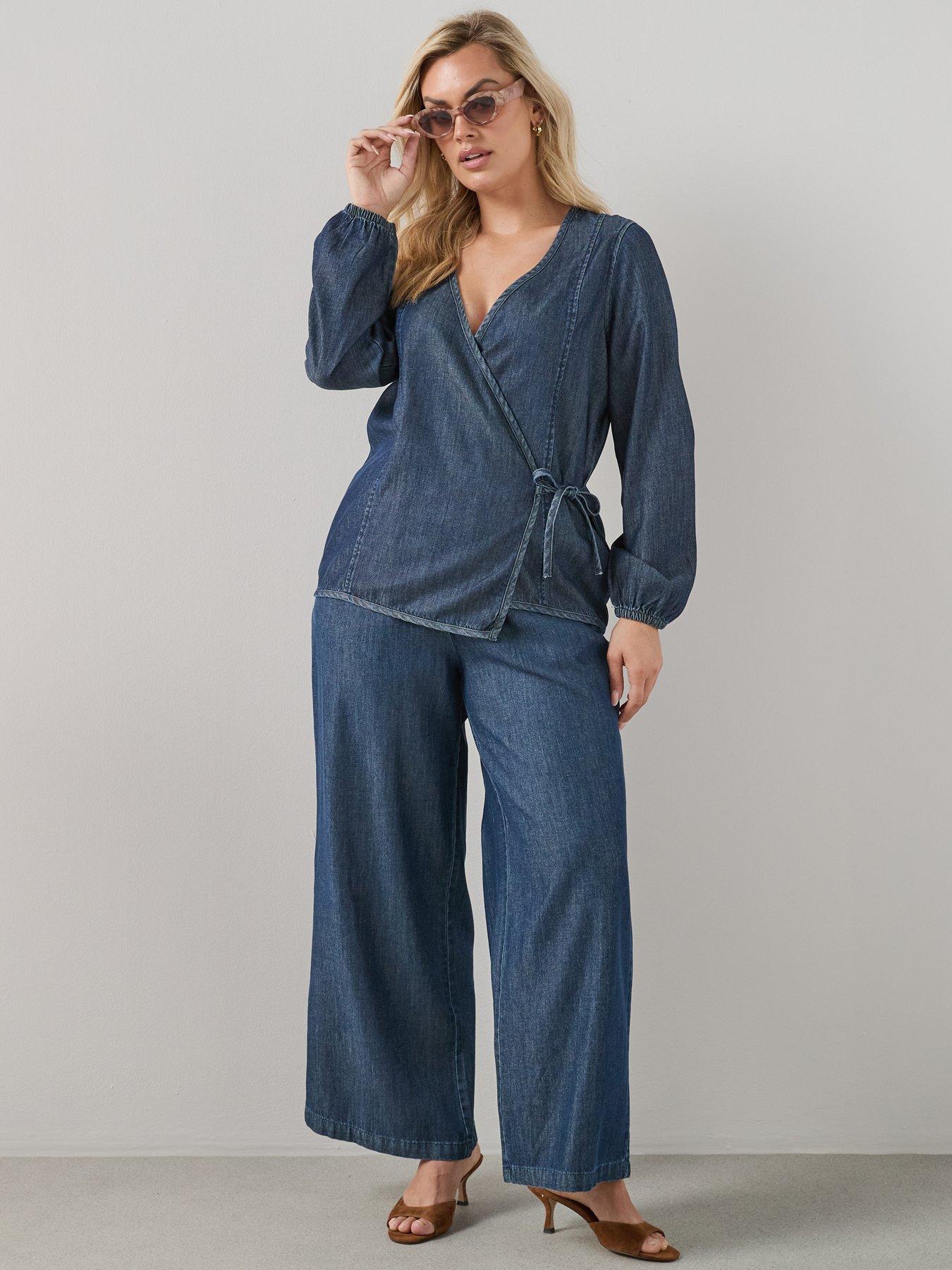 The Very Collection Curve Elasticated Waist Pull On Wide Leg Co-ord Jean - Dark Wash
