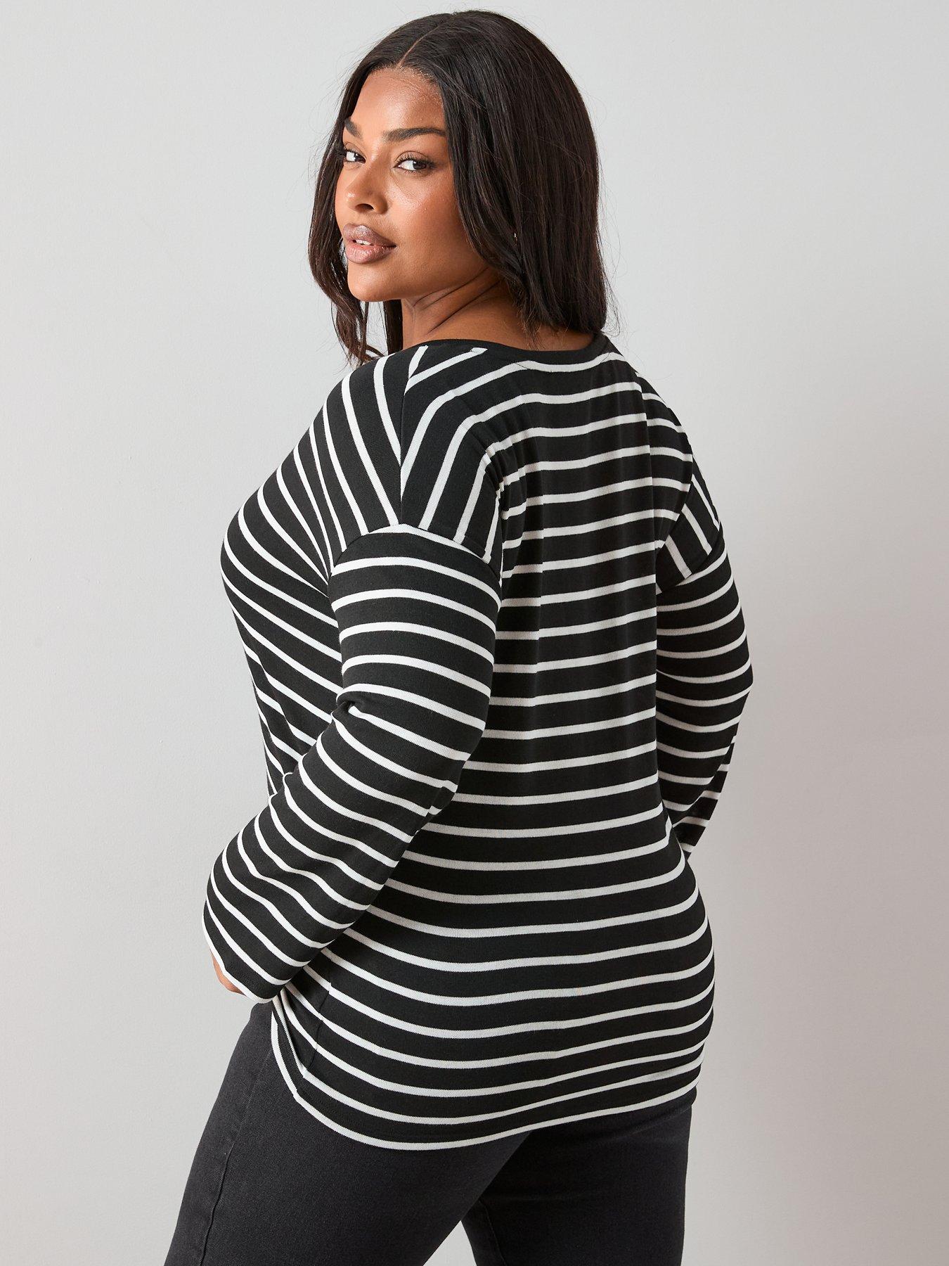 Image 2 of 7 of The Very Collection Curve V Neck Stripe Top