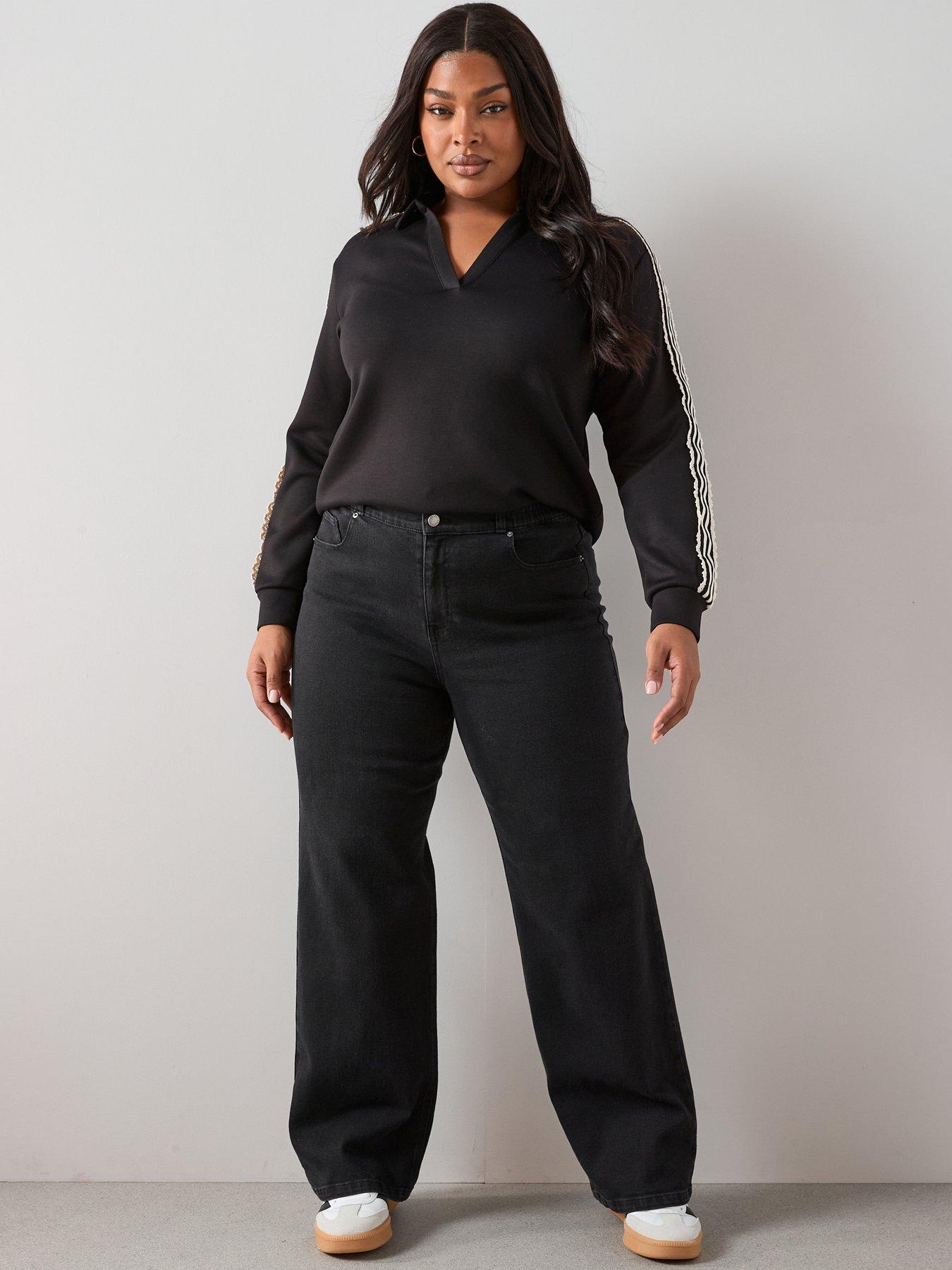  image of the-very-collection-curve-elasticated-wide-leg-jean