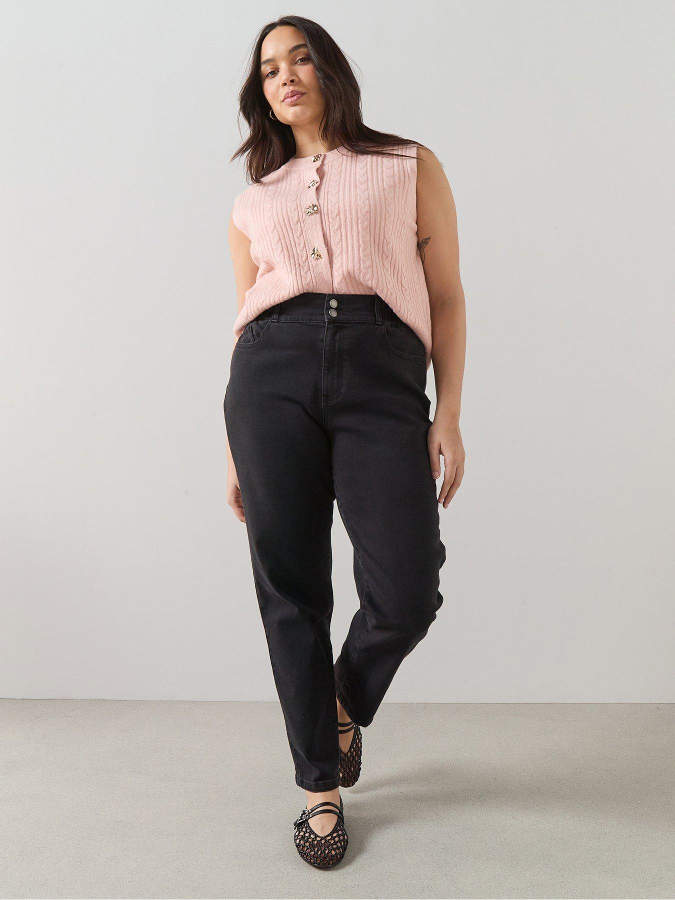 The Very Collection Curve Elasticated Waist Mom Jean - Black