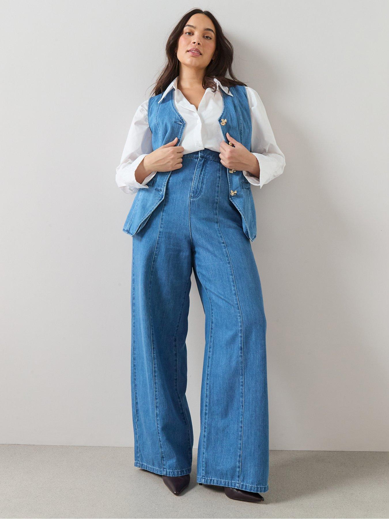 Image 4 of 7 of The Very Collection Curve Seam Detail Wide Leg Jean Co-ord