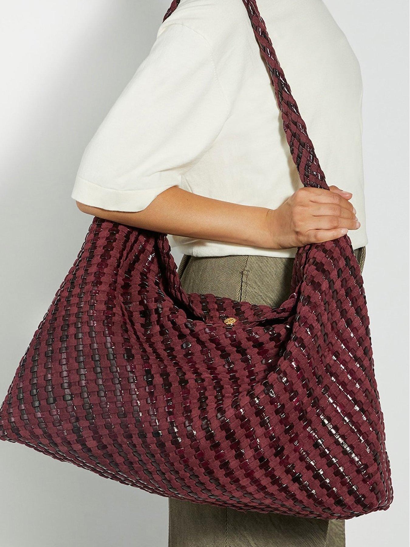 Image 2 of 6 of Dune London Deliberate Xl Extra Large Woven Shoulder Bag - Purple