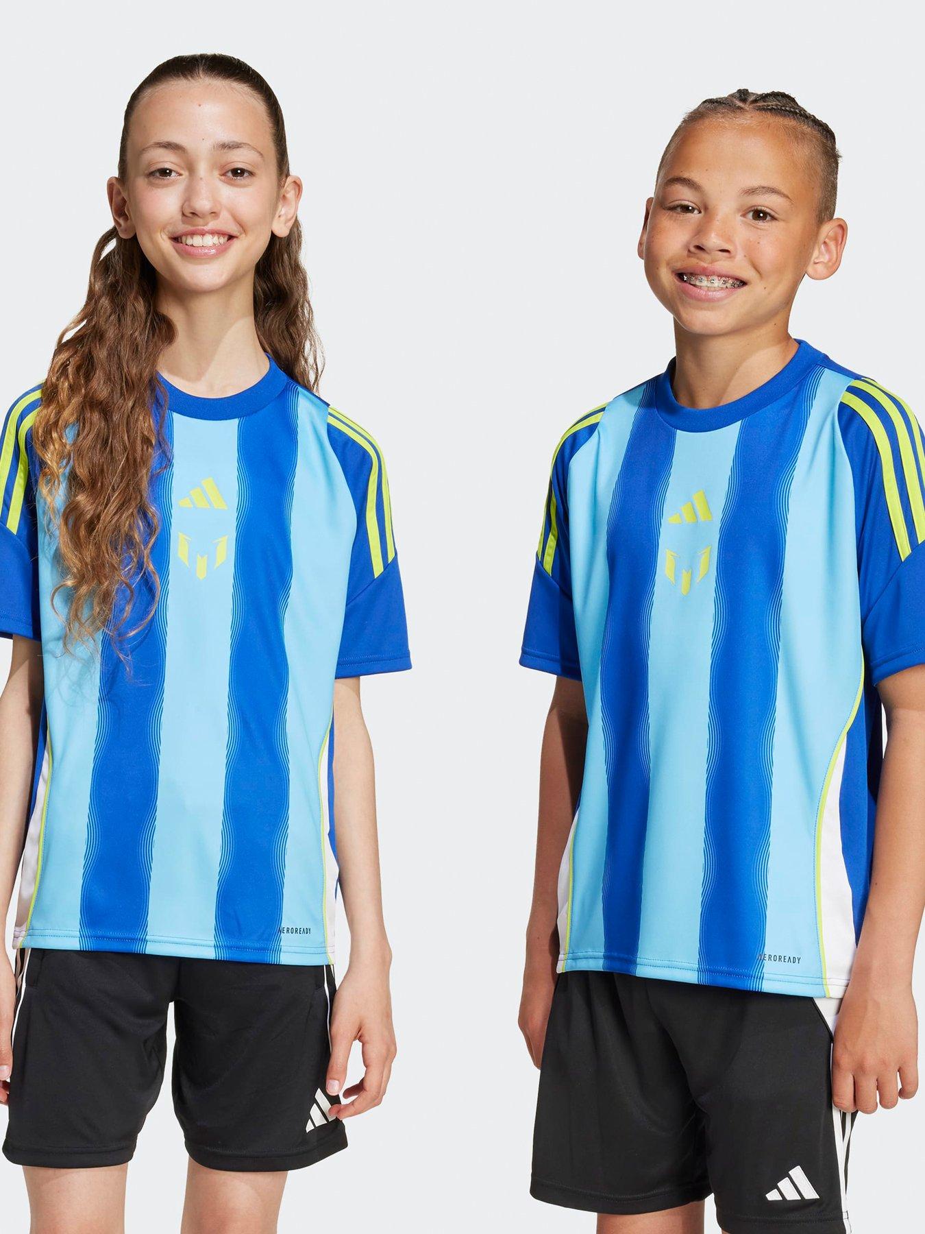 front image of adidas-junior-messi-training-jersey-blue