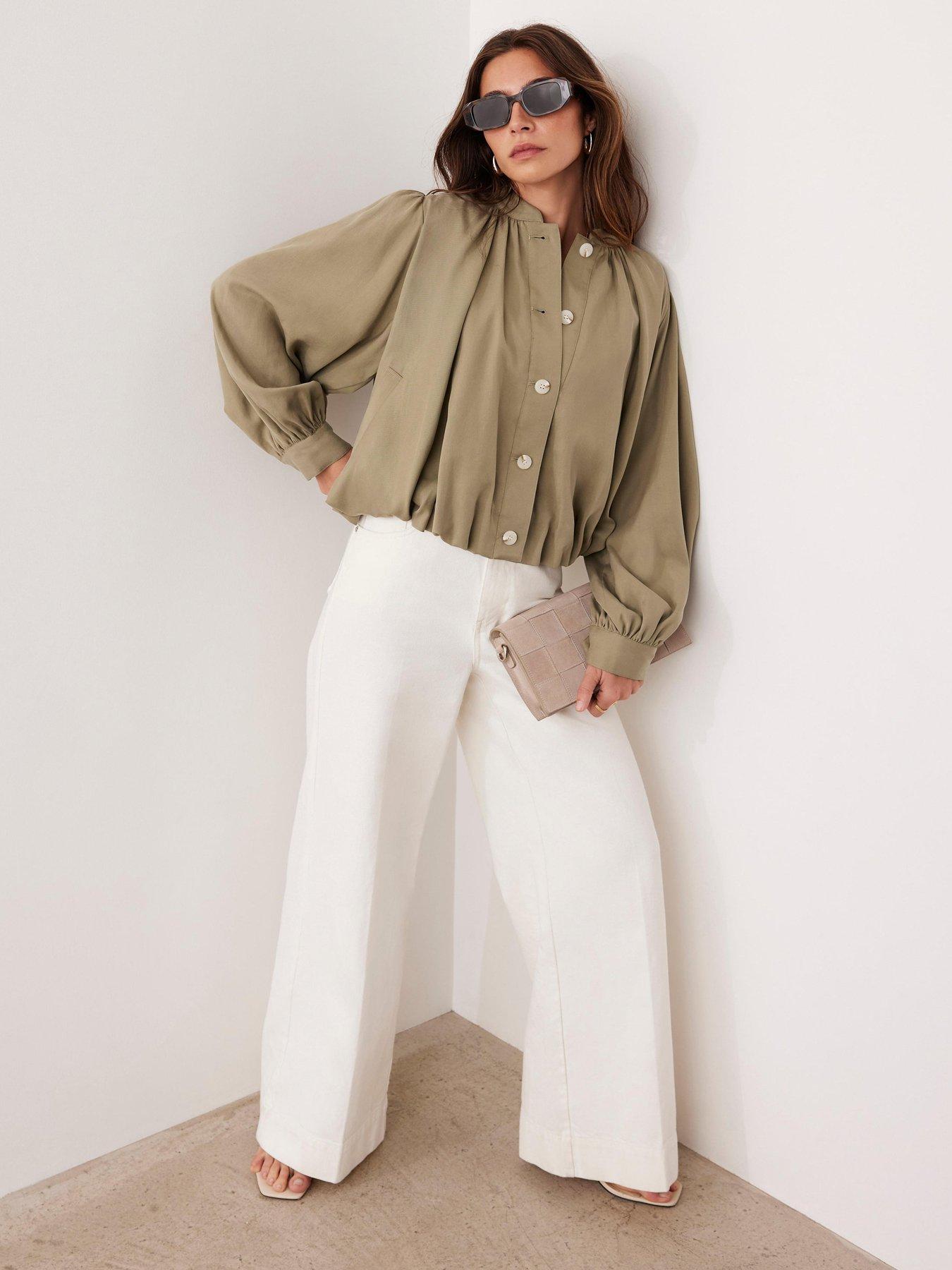 Image 1 of 6 of Mint Velvet Khaki Bubble Hem Jacket - Green