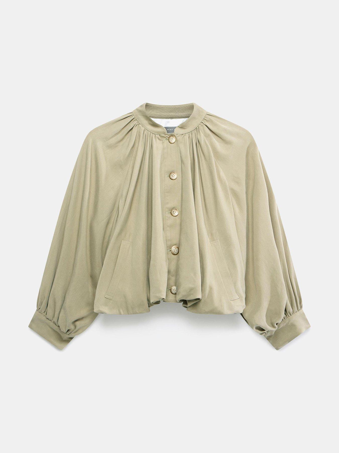 Image 5 of 6 of Mint Velvet Khaki Bubble Hem Jacket - Green