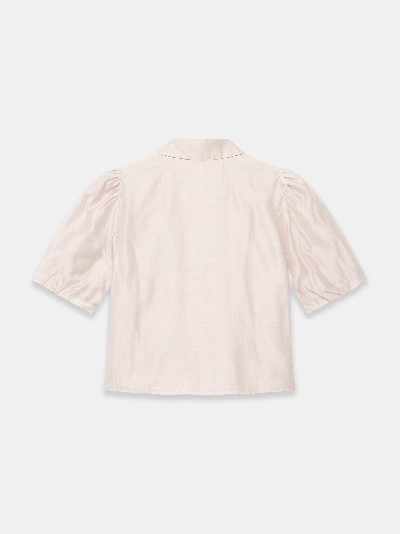  image of mint-velvet-neutral-puff-sleeve-shirt-beige