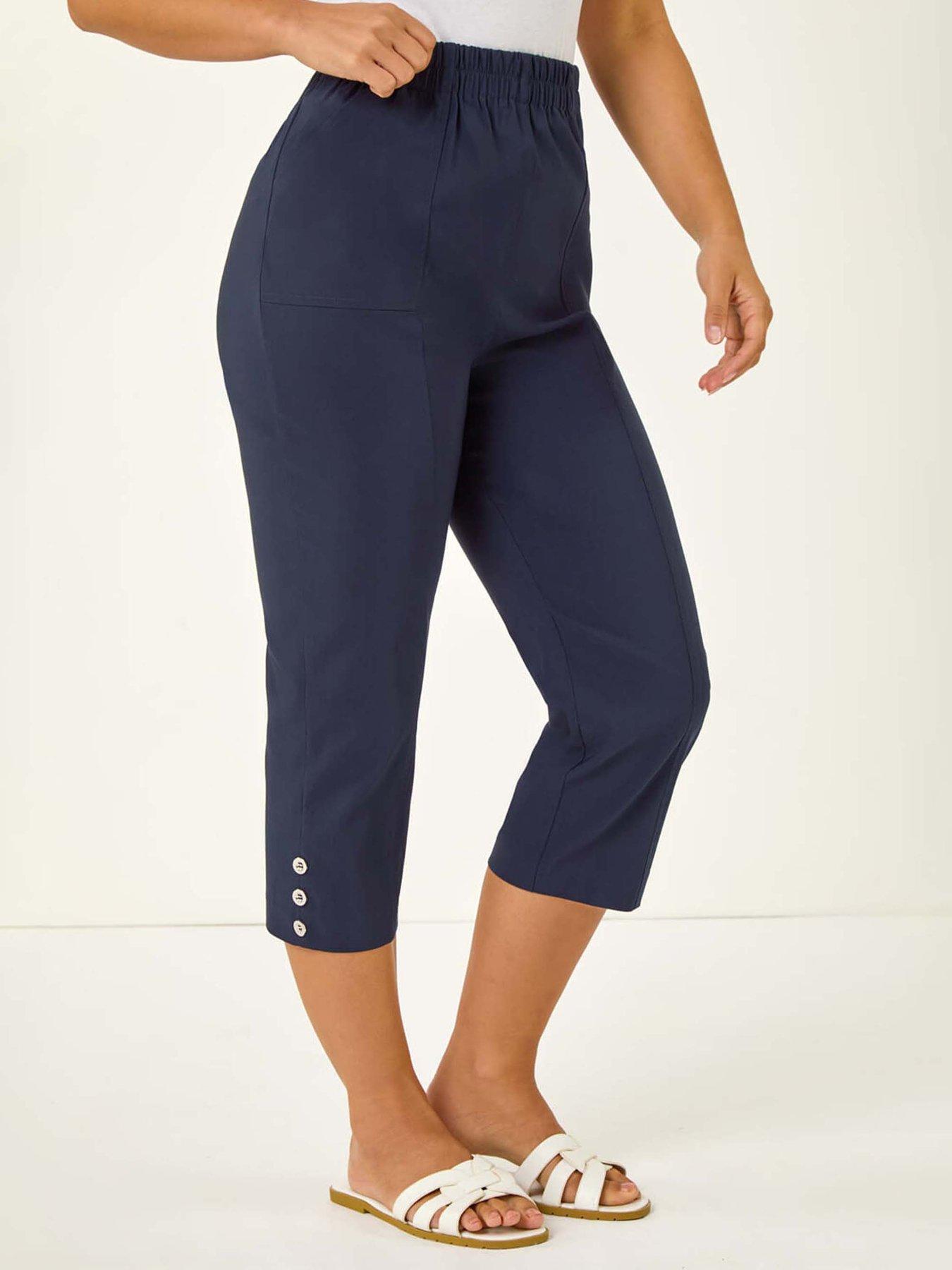 Image 4 of 5 of Roman Petite Bengaline Cropped Stretch Trouser - Navy