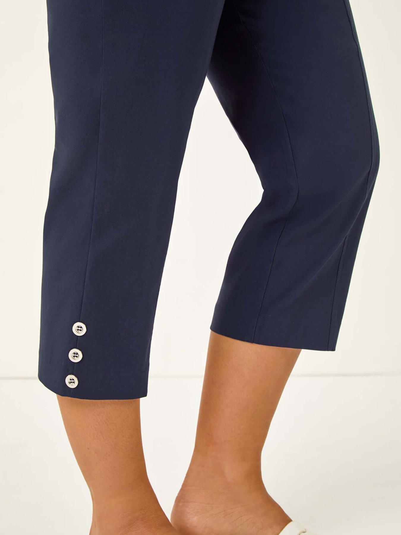 Image 5 of 5 of Roman Petite Bengaline Cropped Stretch Trouser - Navy