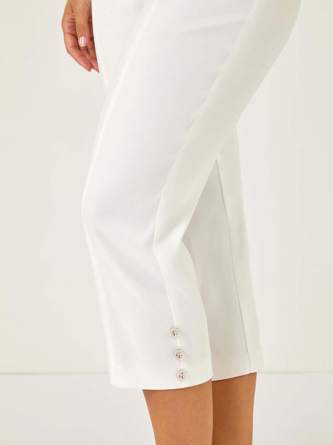  image of roman-petite-bengaline-cropped-stretch-trouser-white
