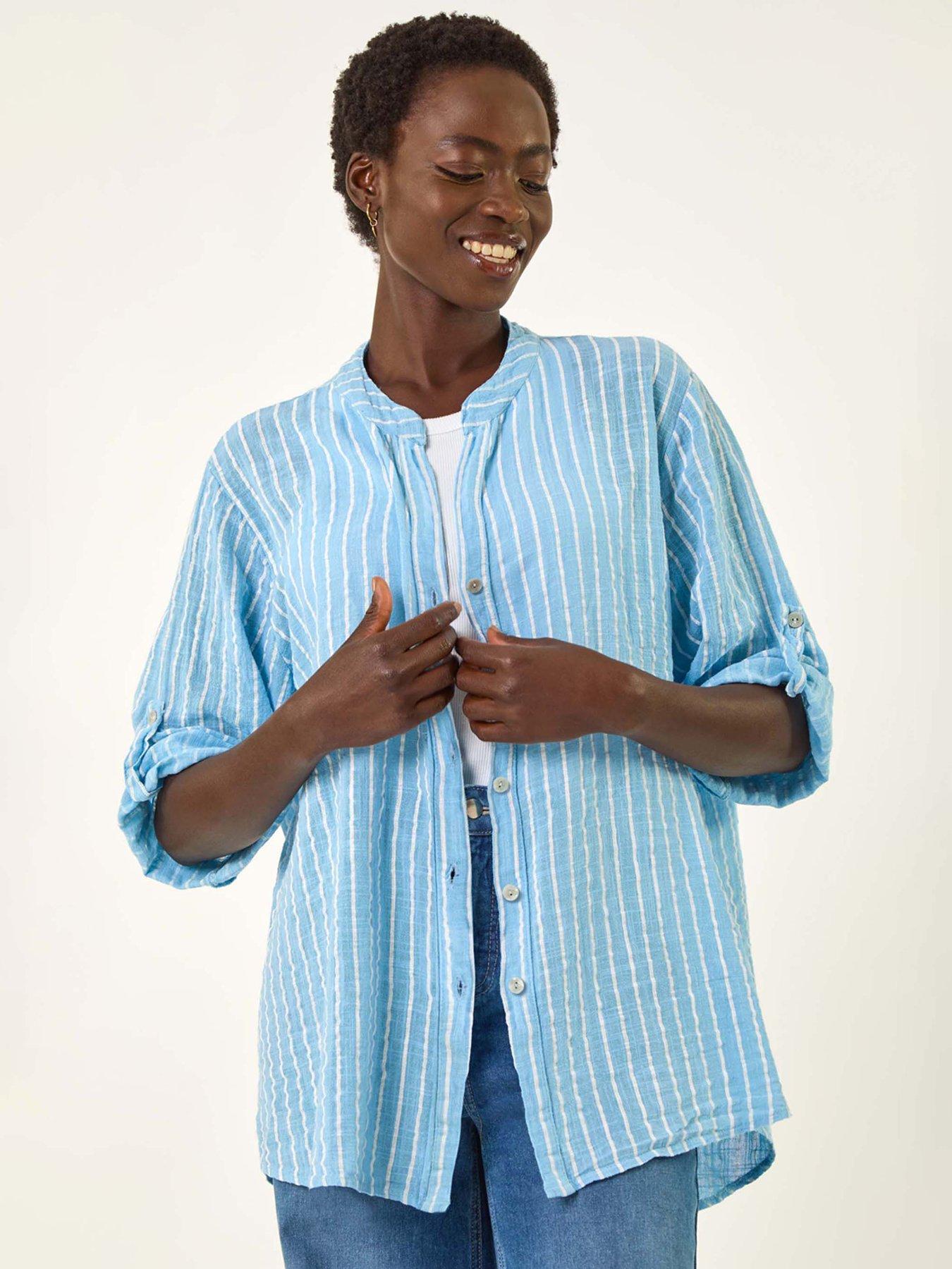 undefined Stripe Relaxed Shirt - Blue