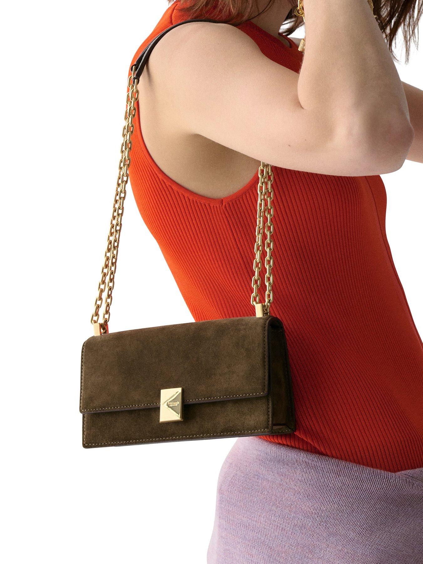 Image 2 of 4 of Kate Spade New York Deco Suede Mini Flap Chain Crossbody