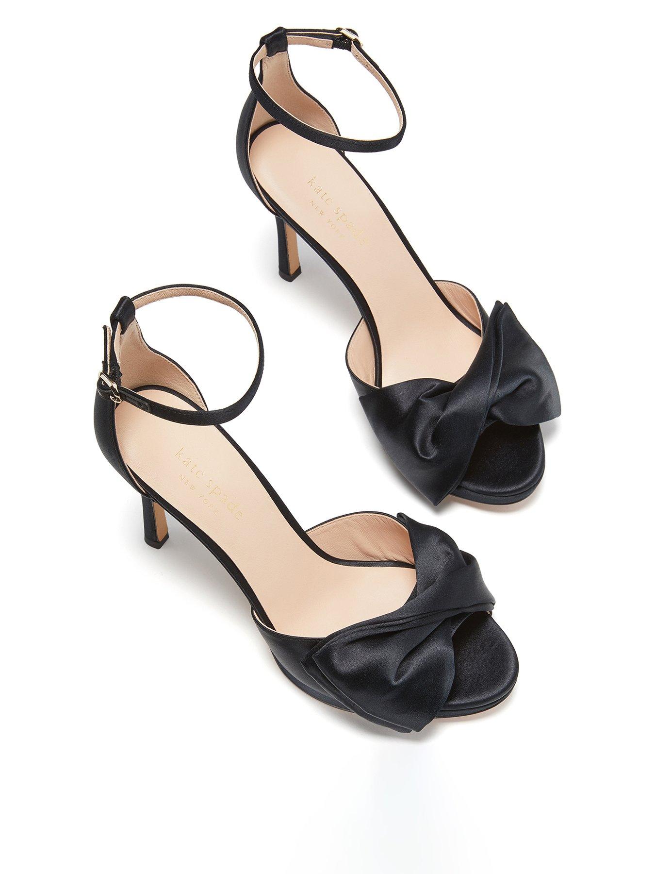 Kate Spade New York Bridal Bow Satin Heeled Sandal - Black