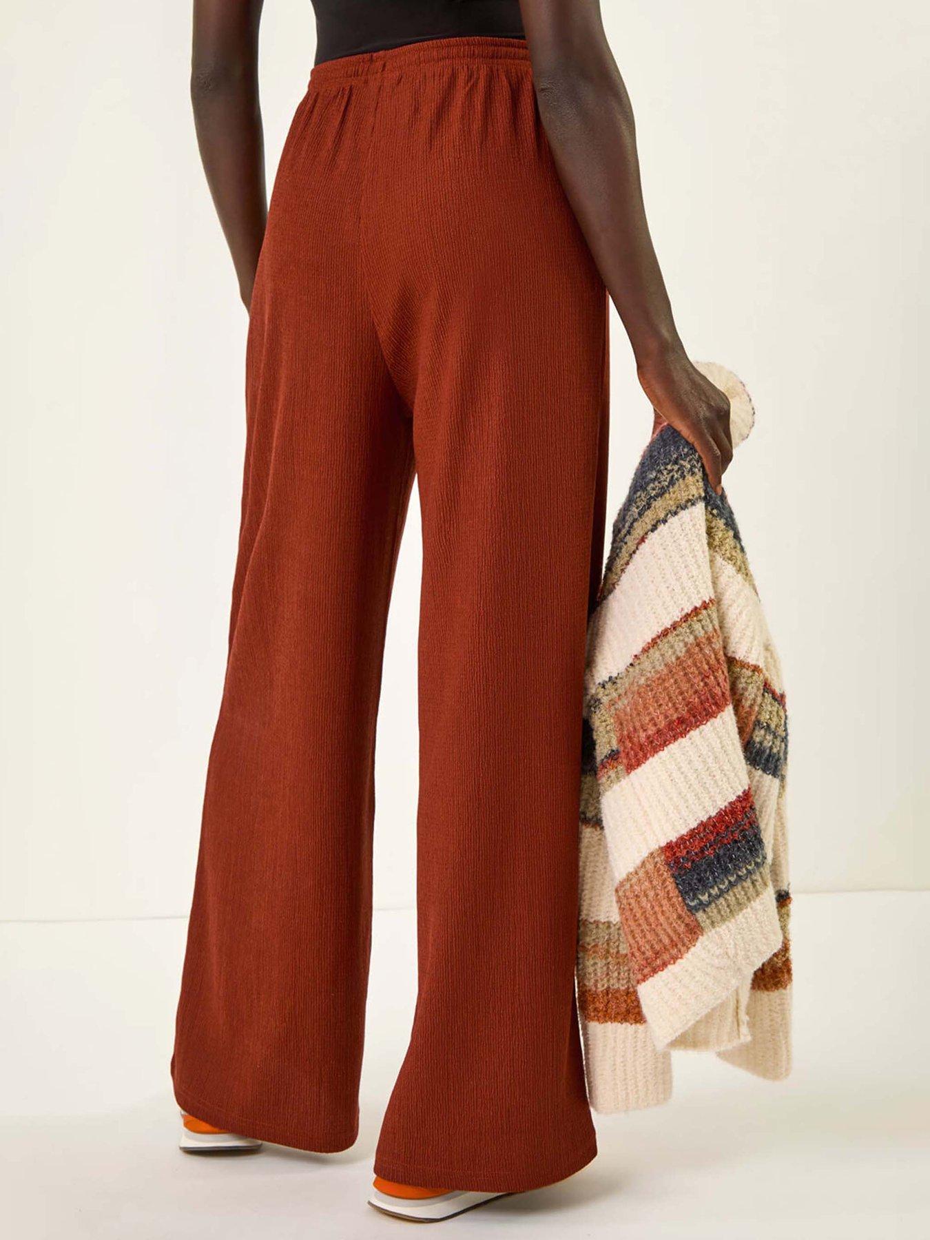 stillFront image of roman-crinkle-texture-tie-front-trouser-orange