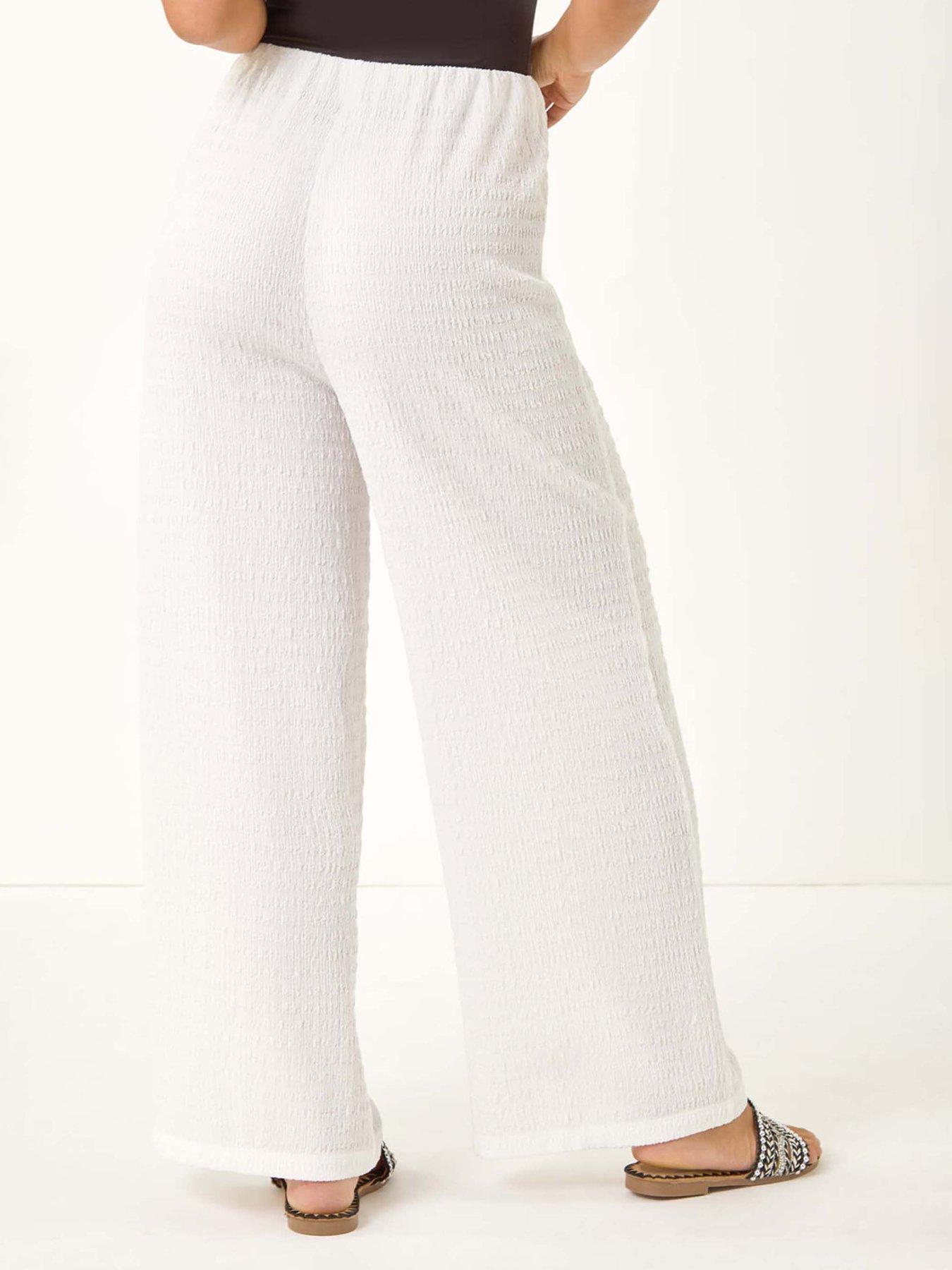 Image 2 of 5 of Roman Petite Textured Stretch Trouser - White