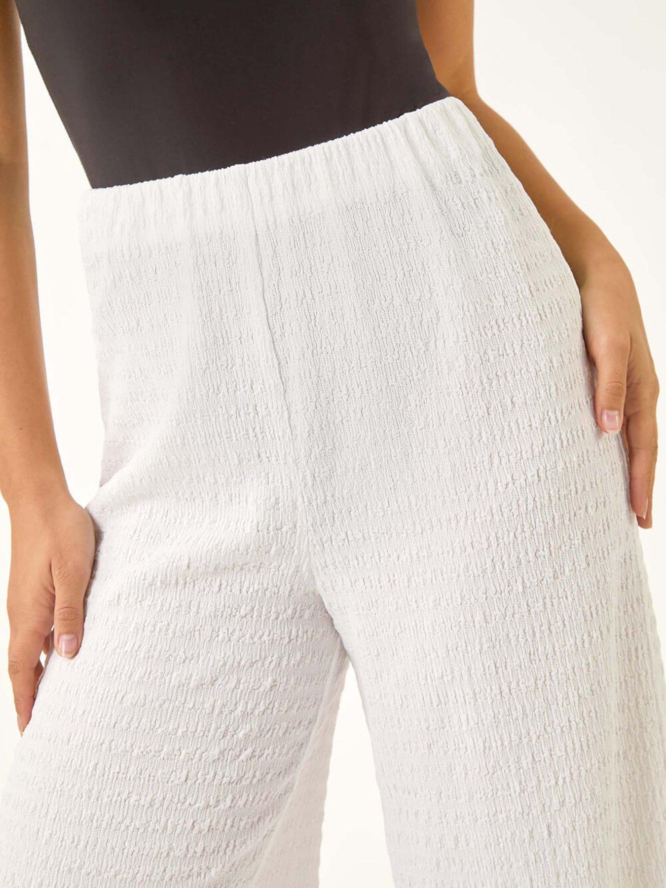 Image 5 of 5 of Roman Petite Textured Stretch Trouser - White