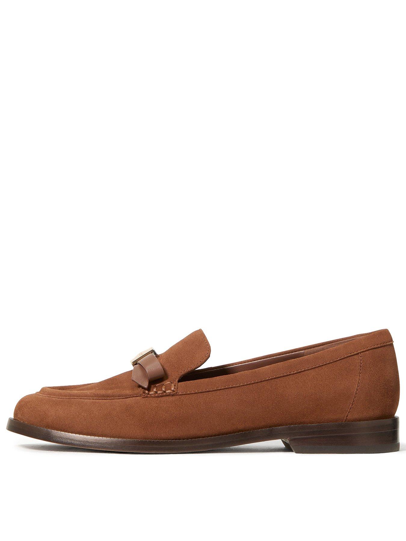  image of kate-spade-new-york-deco-bow-suede-loafers-brown