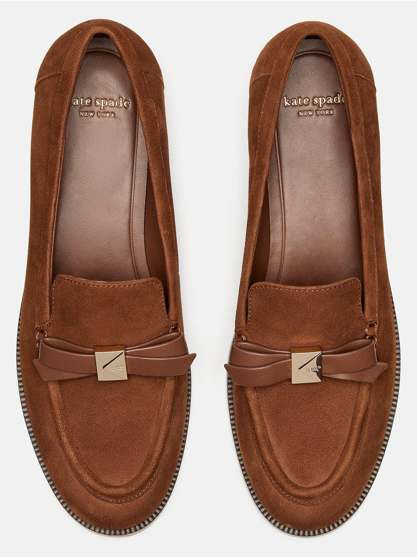  image of kate-spade-new-york-deco-bow-suede-loafers-brown