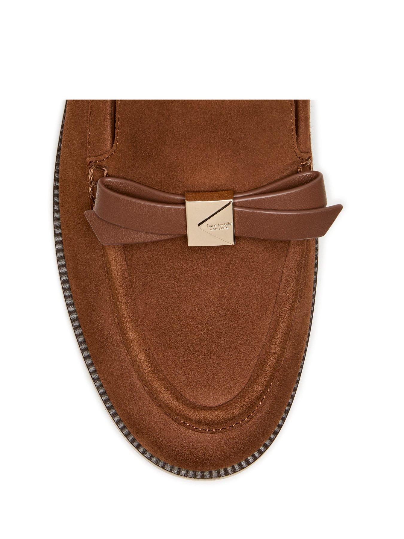  image of kate-spade-new-york-deco-bow-suede-loafers-brown