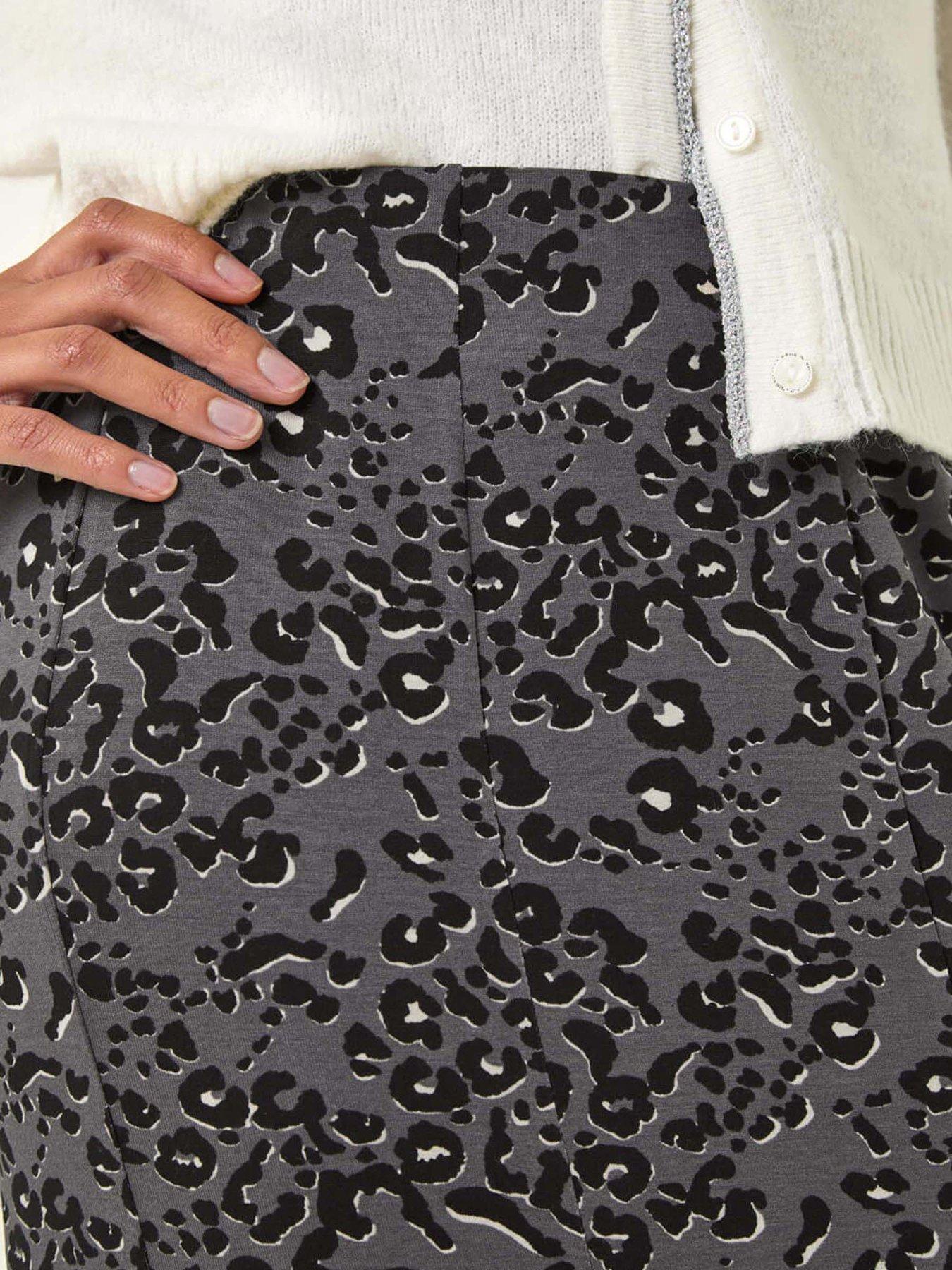 Image 4 of 5 of Roman Animal Print Panelled Skirt - Grey