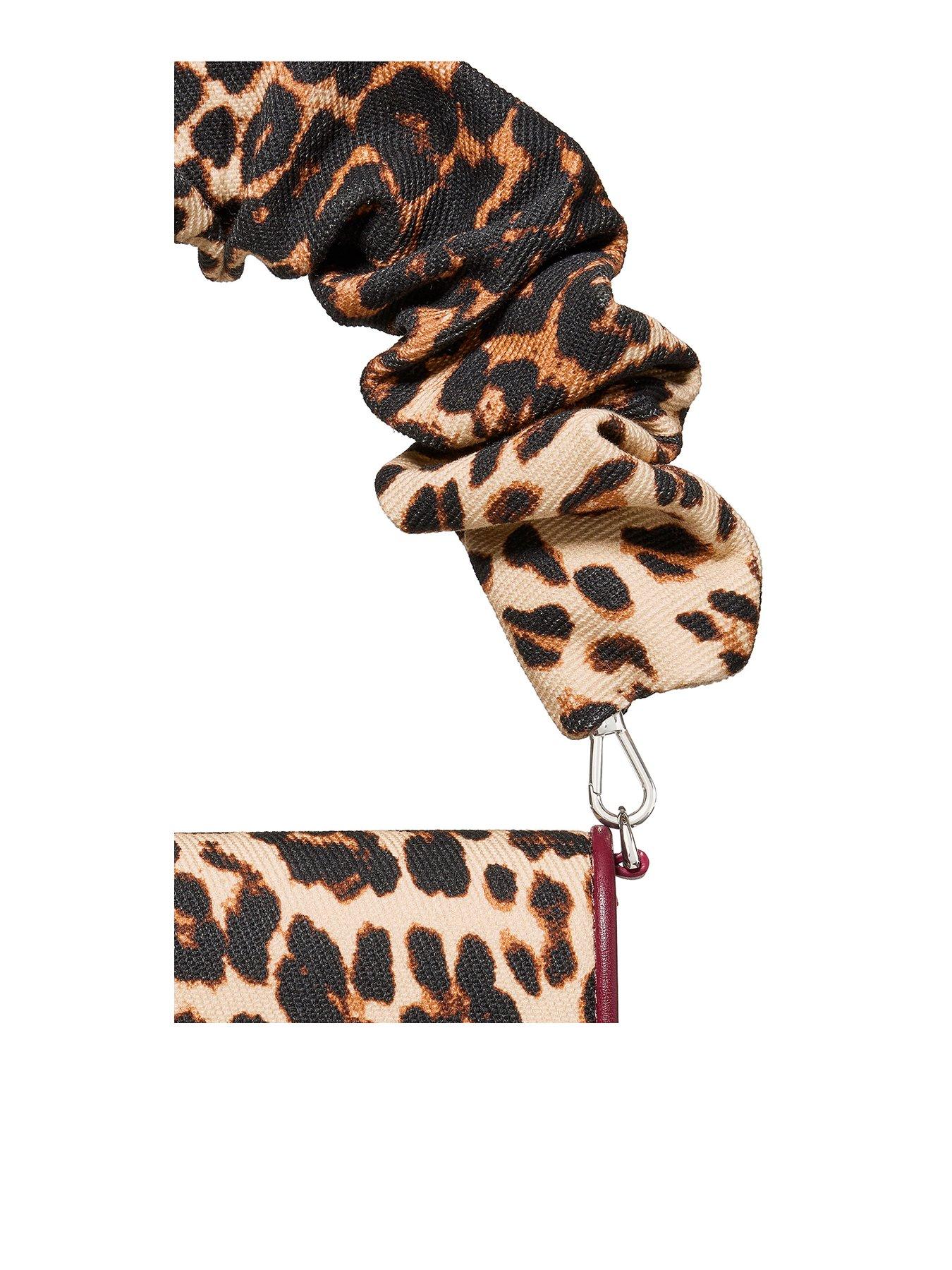 Image 3 of 4 of Kate Spade New York Natasha Downtown Leopard Fabric  Card Case Crossbody W Scrunch Strap