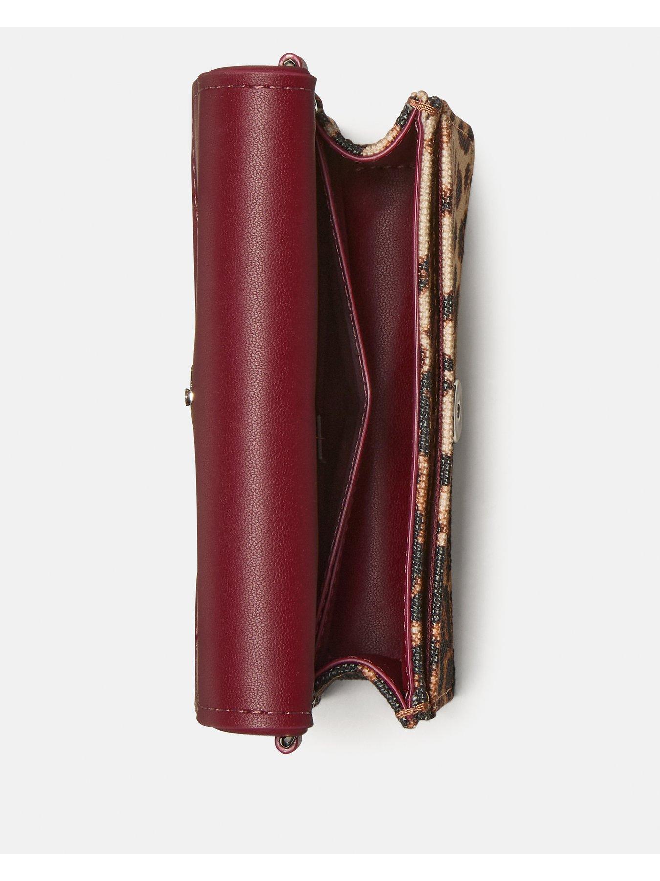 Image 4 of 4 of Kate Spade New York Natasha Downtown Leopard Fabric  Card Case Crossbody W Scrunch Strap
