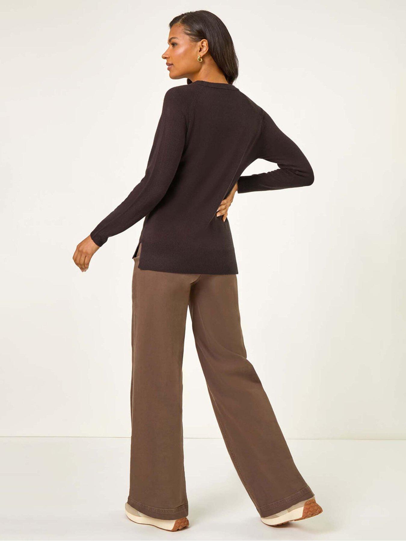 Image 2 of 5 of Roman Plain Soft Crew Neck Jumper - Brown