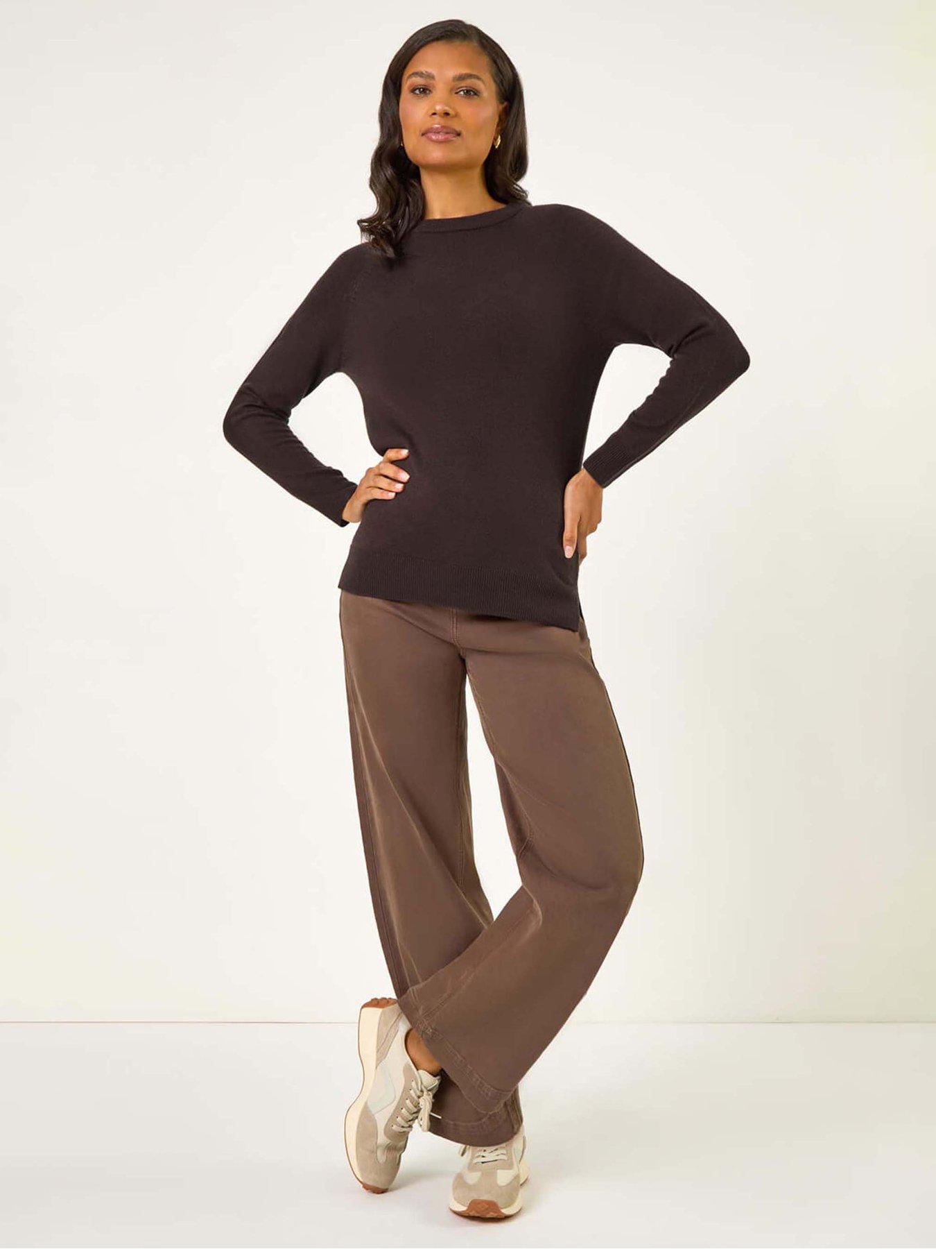 Image 3 of 5 of Roman Plain Soft Crew Neck Jumper - Brown