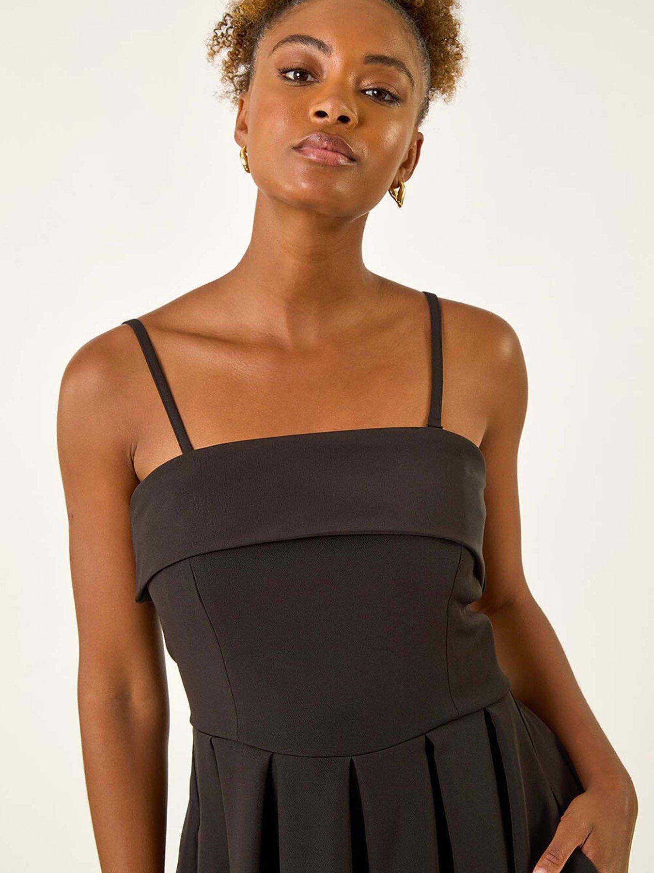 Image 4 of 5 of Roman Bardot Premimum Stretch Midi Dress - Black