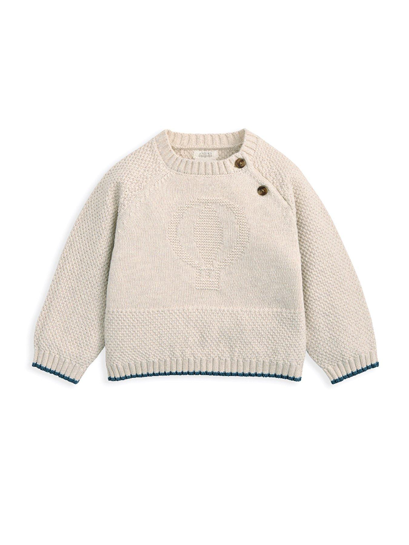 Image 2 of 3 of Mamas & Papas Baby Boys 2 Piece Hot Air Balloon Knitted Top & Legging Set - Beige