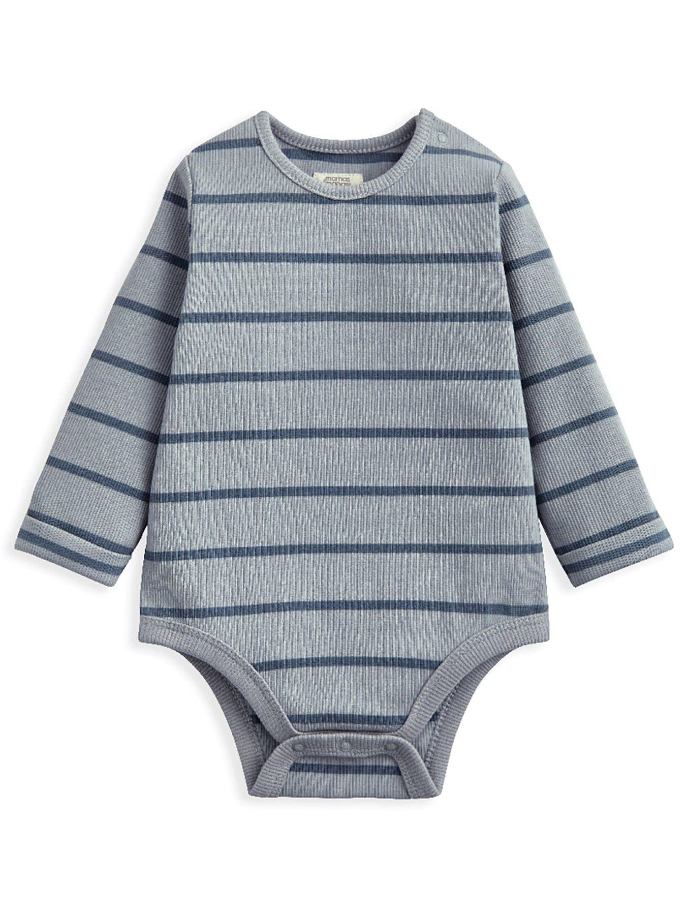 Image 2 of 4 of Mamas & Papas Baby Boys 2 Piece Dungaree & Stripe Bodysuit Set - Blue