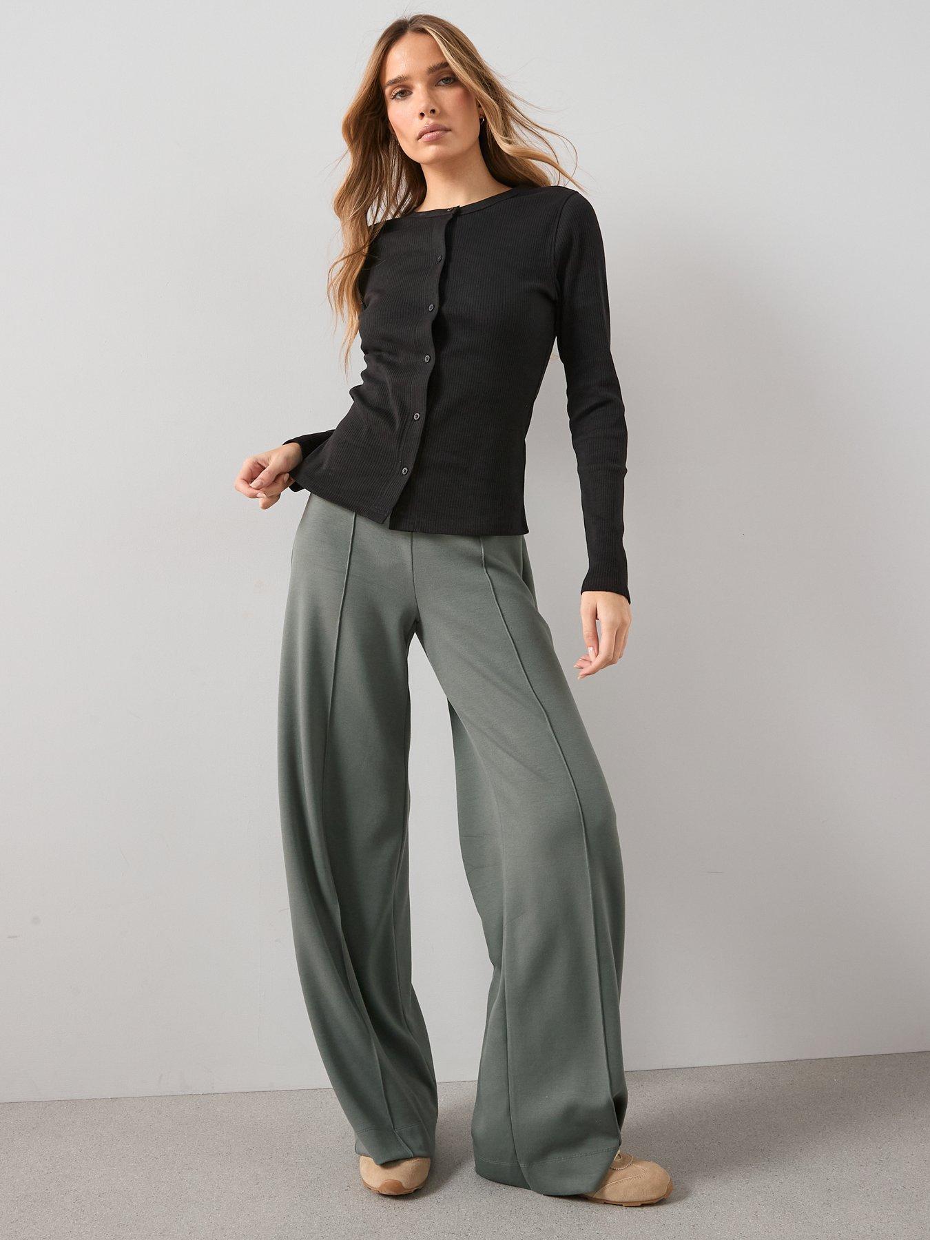  image of the-very-collection-button-through-rib-top-black