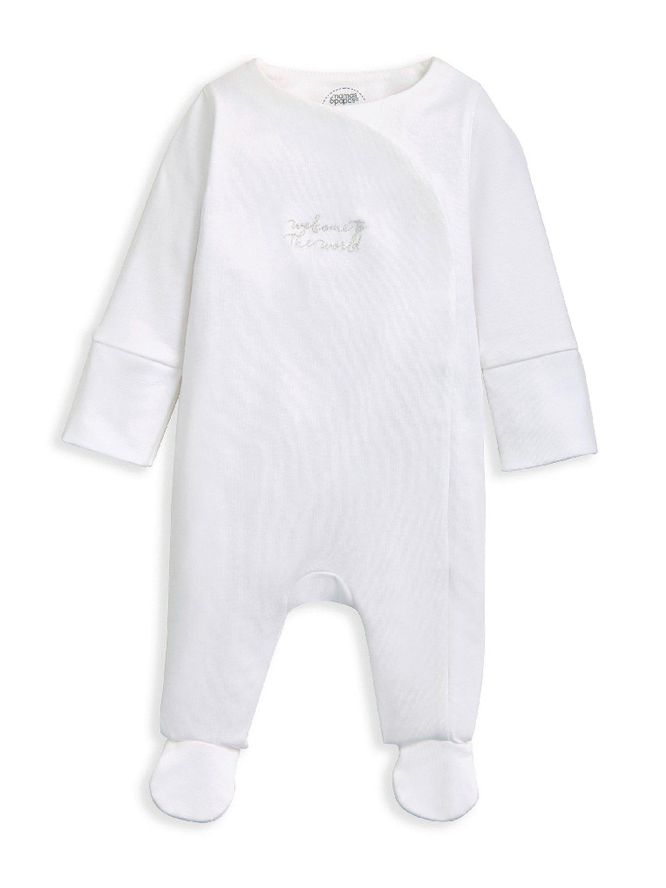 undefined Baby Unisex White Welcome To The World Sleepsuit - White