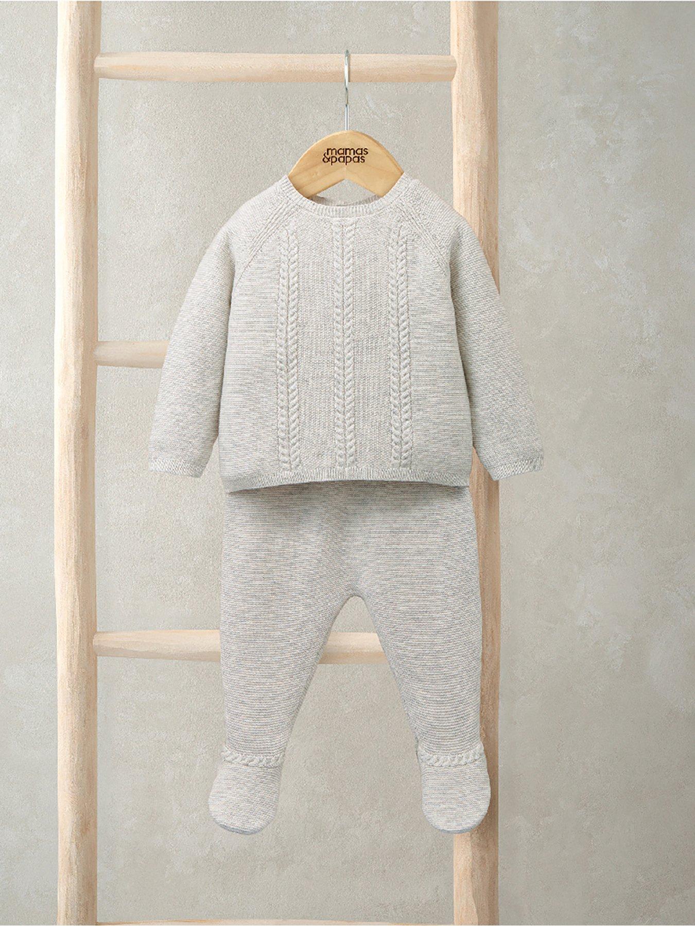 Image 4 of 4 of Mamas & Papas Baby Unisex 2 Piece Long Sleeve Knitted Top &amp; Bottom Set - Grey