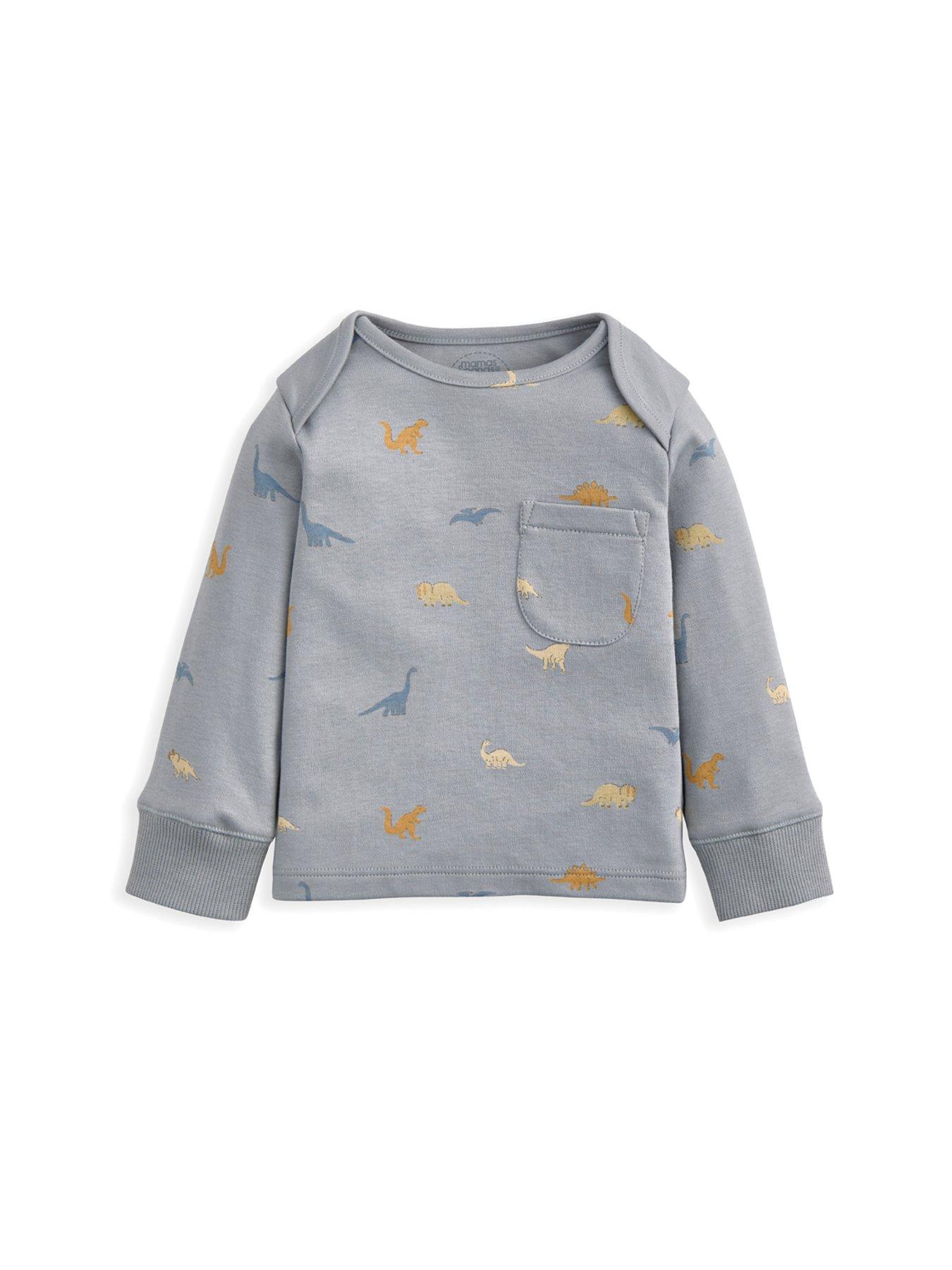 Image 3 of 4 of Mamas & Papas Baby Boys Micro Dino Print Jersey Pyjamas - Blue